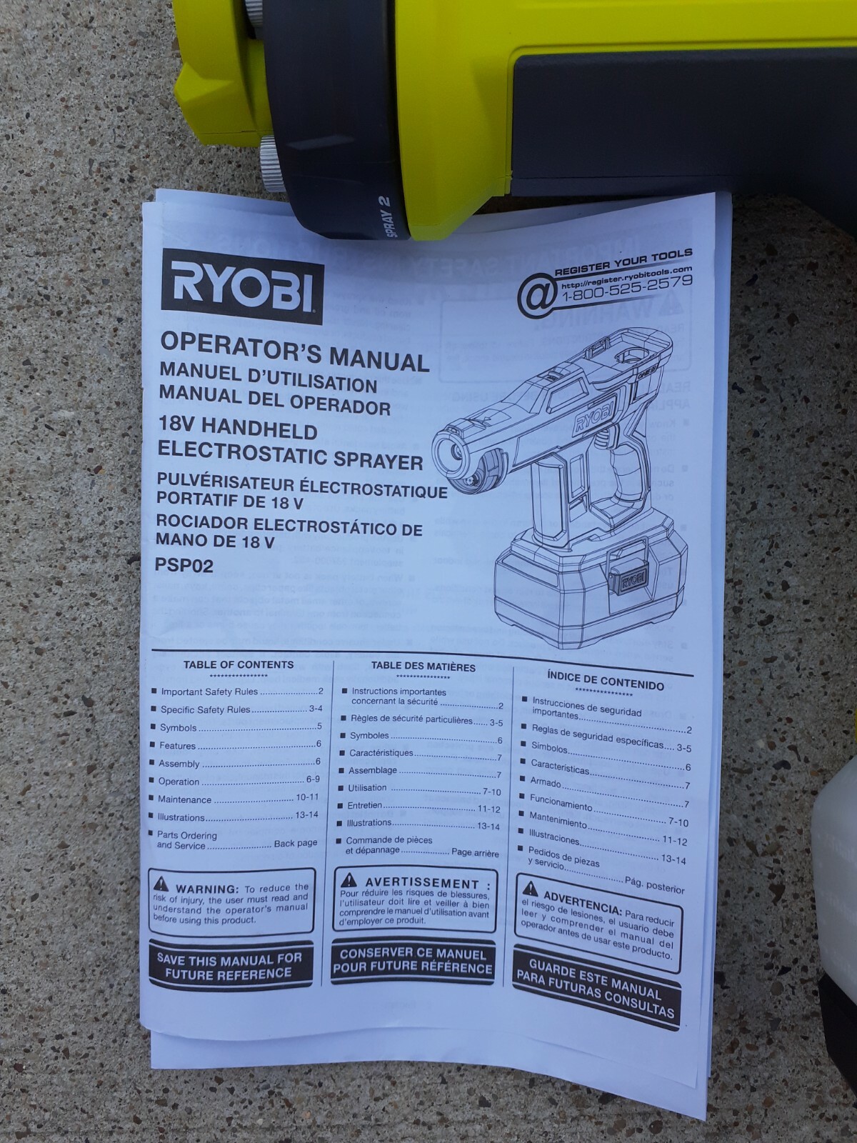 New RYOBI 18V ONE+ Cordless Handheld Electrostatic Sprayer PSP02 Tool Only