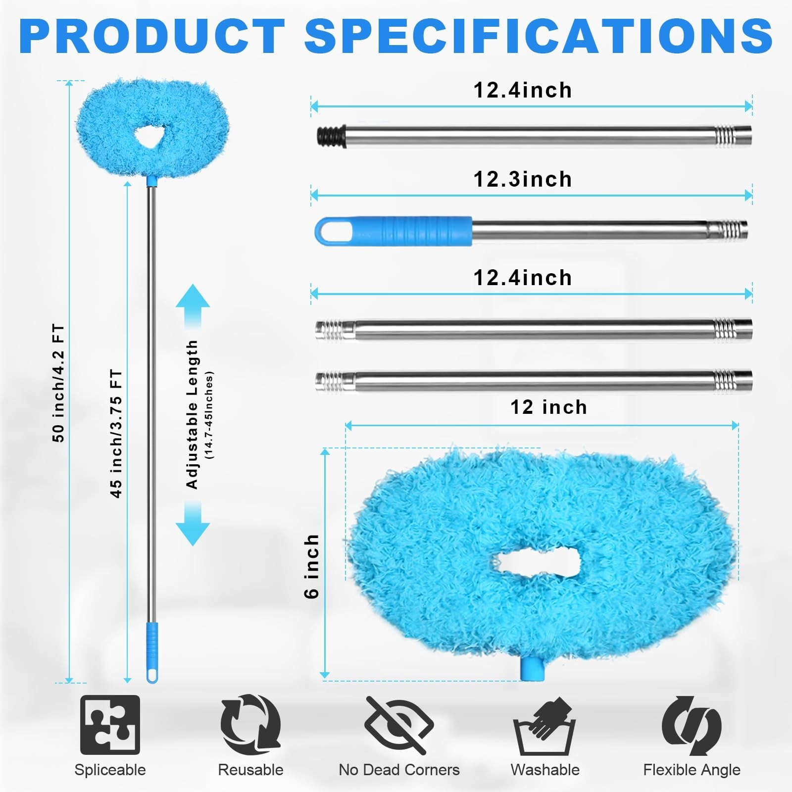 Adjustable Ceiling Fan Cleaner Duster with Extension Pole – 2 Pcs Dusting Tool f