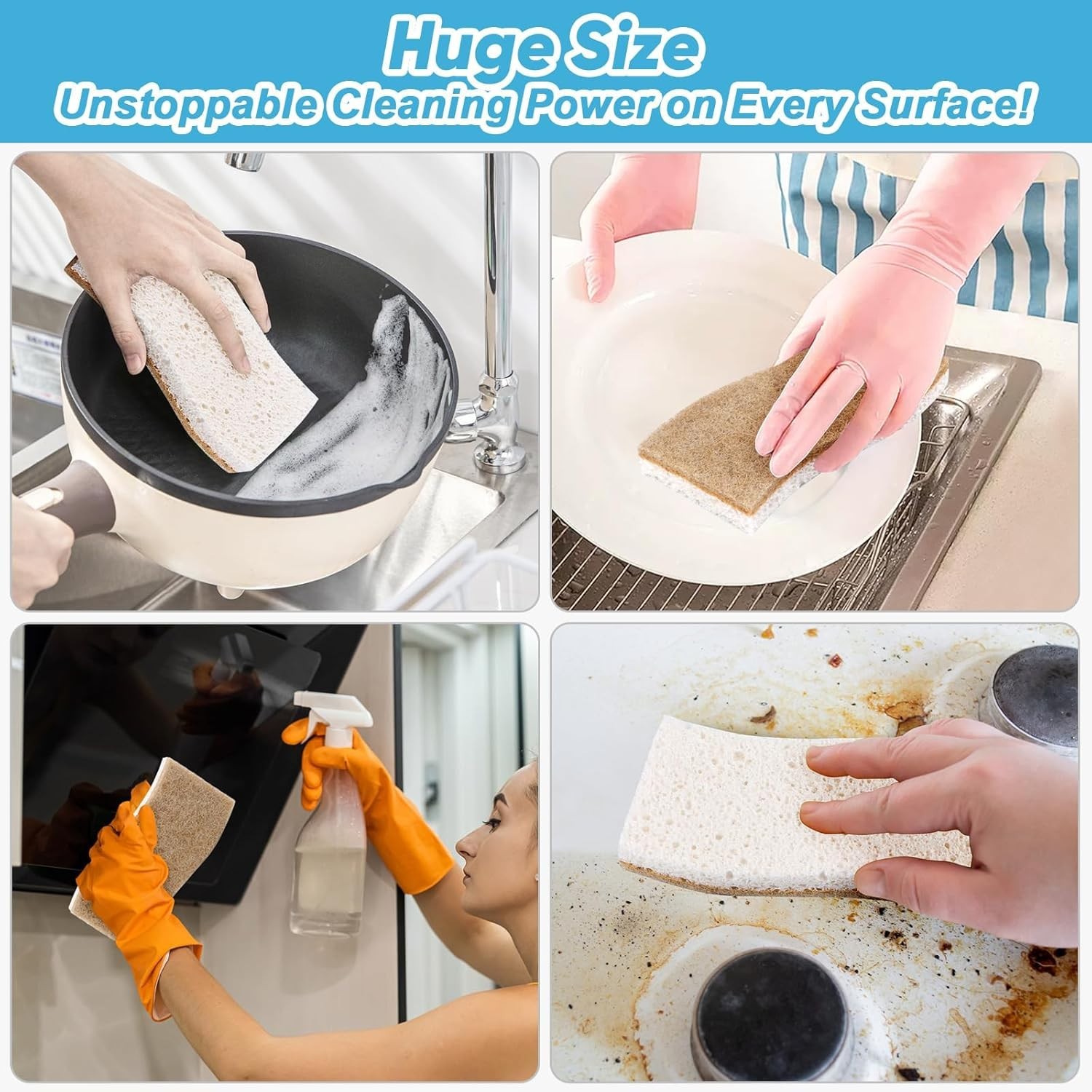 Large Non-Stick Cookware Sponges, 24 Pack