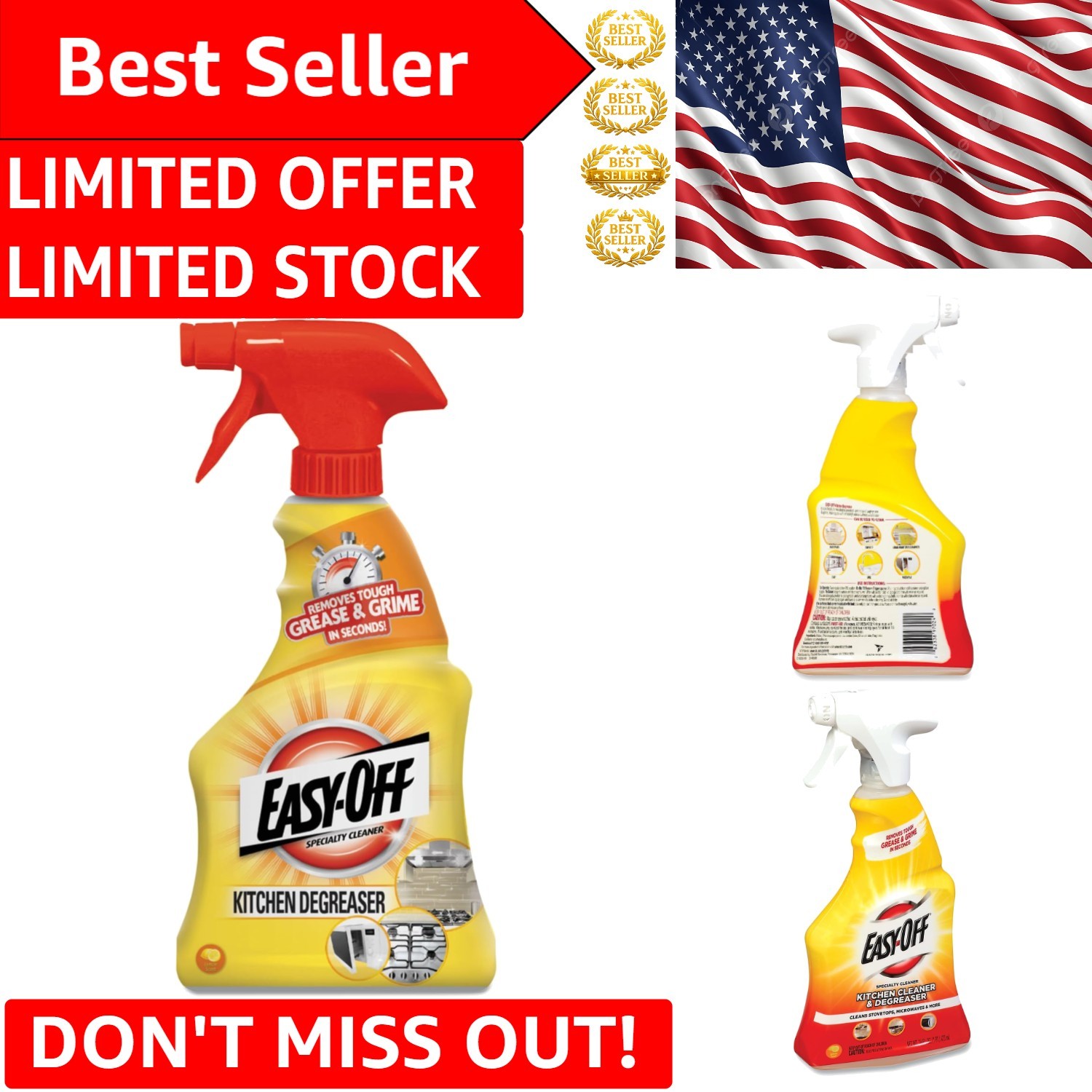 Specialty Kitchen Degreaser Cleaner, Lemon Scent, 16 Fl Oz – Safe & Effective