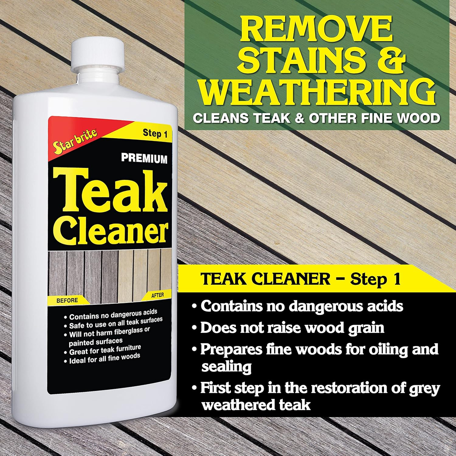 Premium Teak Cleaner – Restore, Renew & Refresh Old Weathered Gray Teak Furnitur
