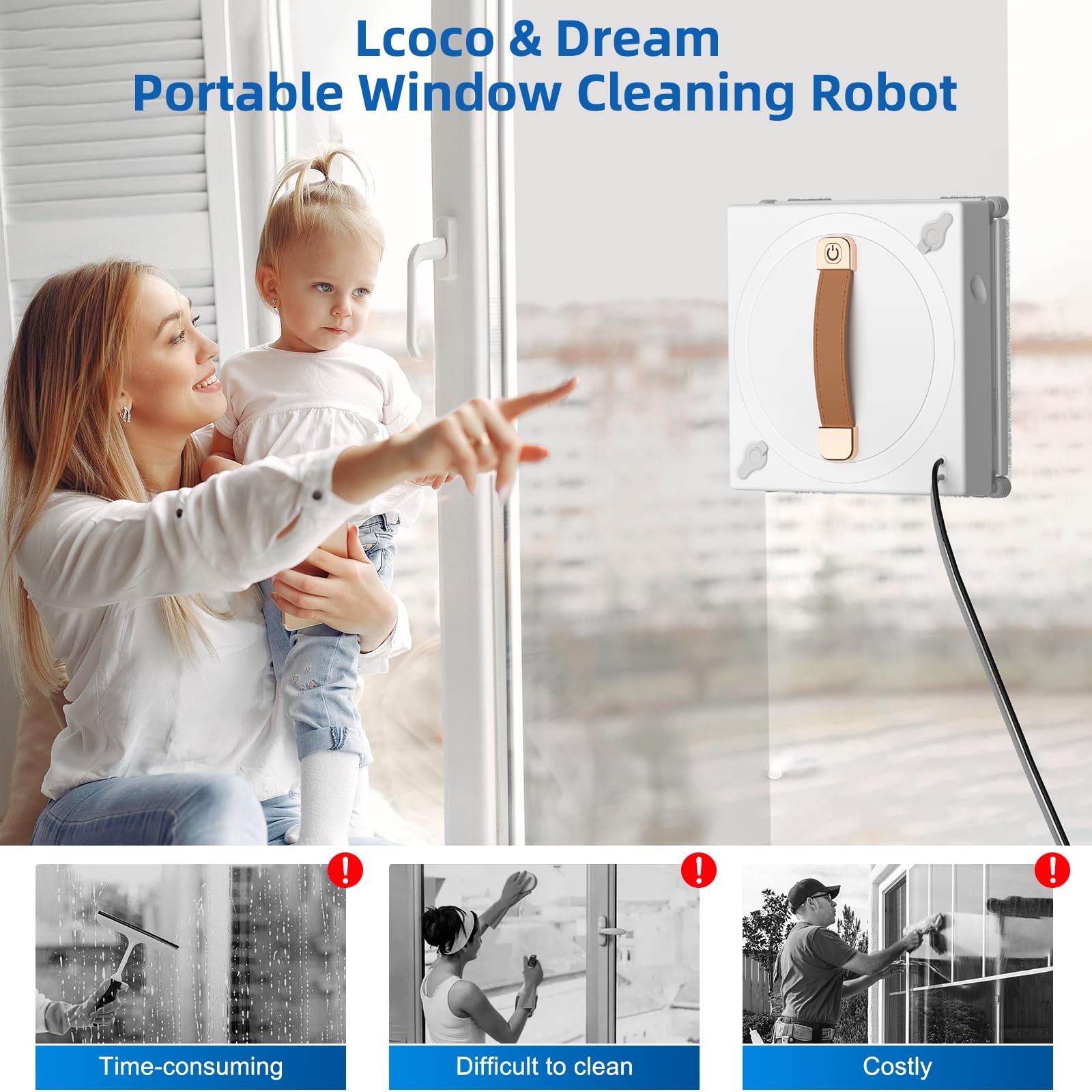 Window Cleaning Robot, 3000Pa Auto Automatic anti-slip system, Three intellig…