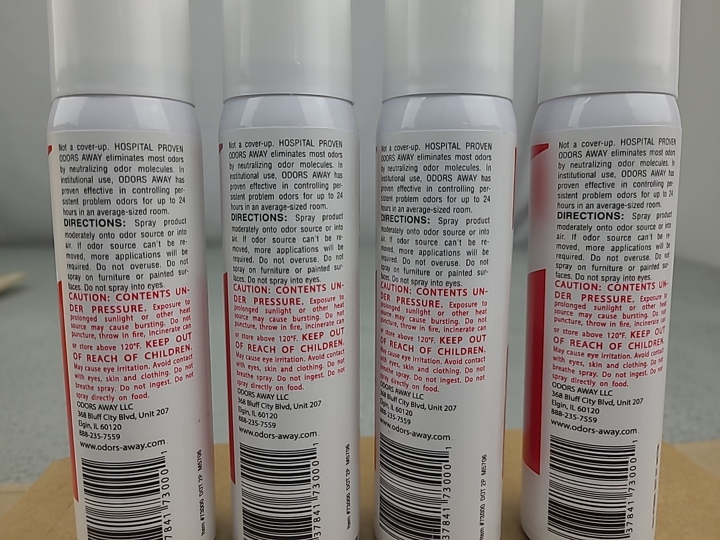 4x NEW Odors Away Concentrated Odor Eliminator Aerosol Spray Bottles 2.5oz