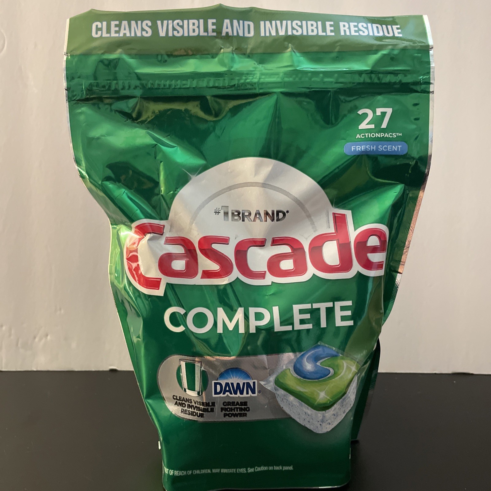 Cascade Complete ActionPacs Fresh Scent Dishwasher Detergent Pods 27 Count