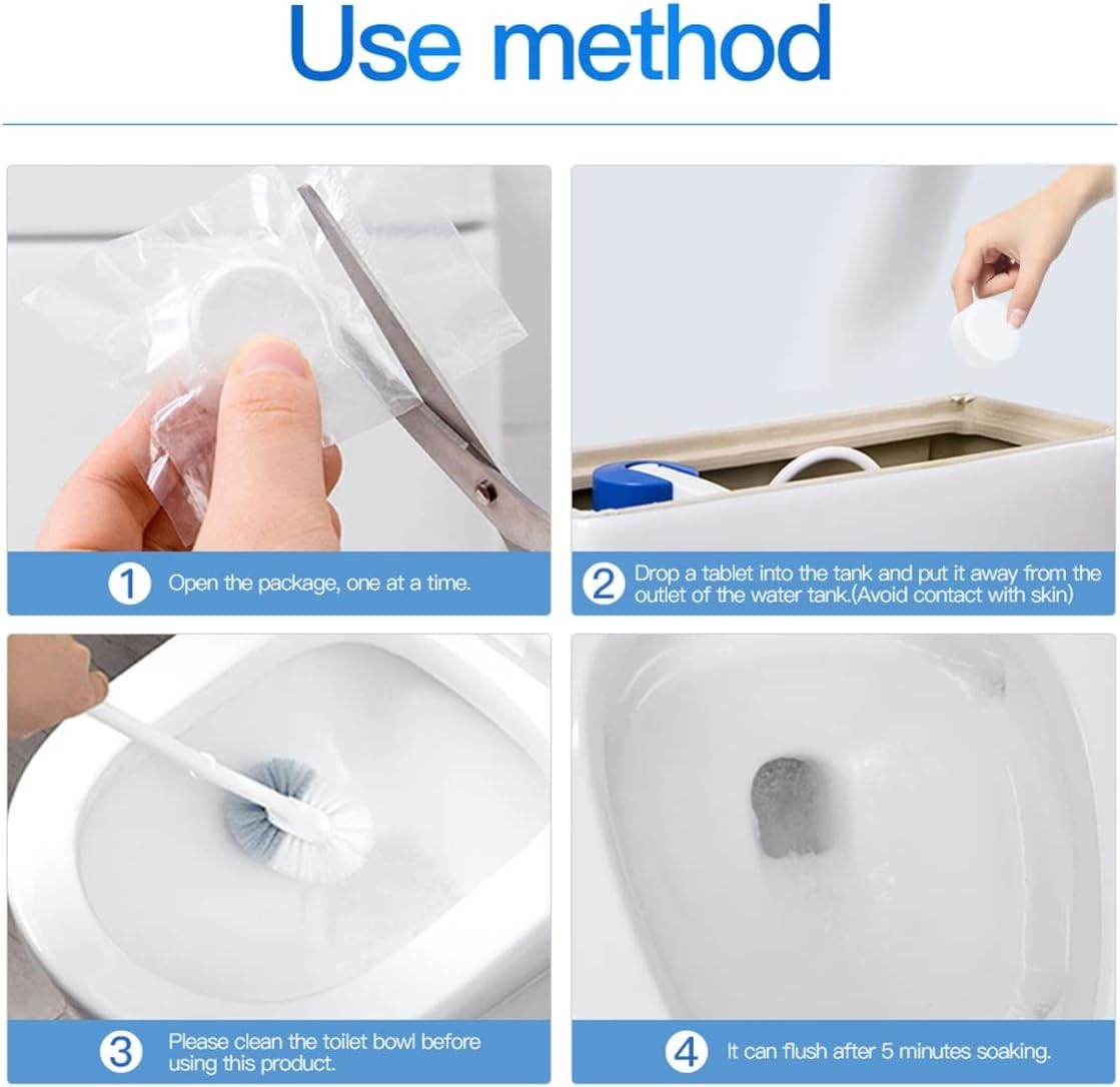 Toilet Bowl Cleaner Tablets, 12 Pack, Lime and Rust Removers, Automatic Tank Cle