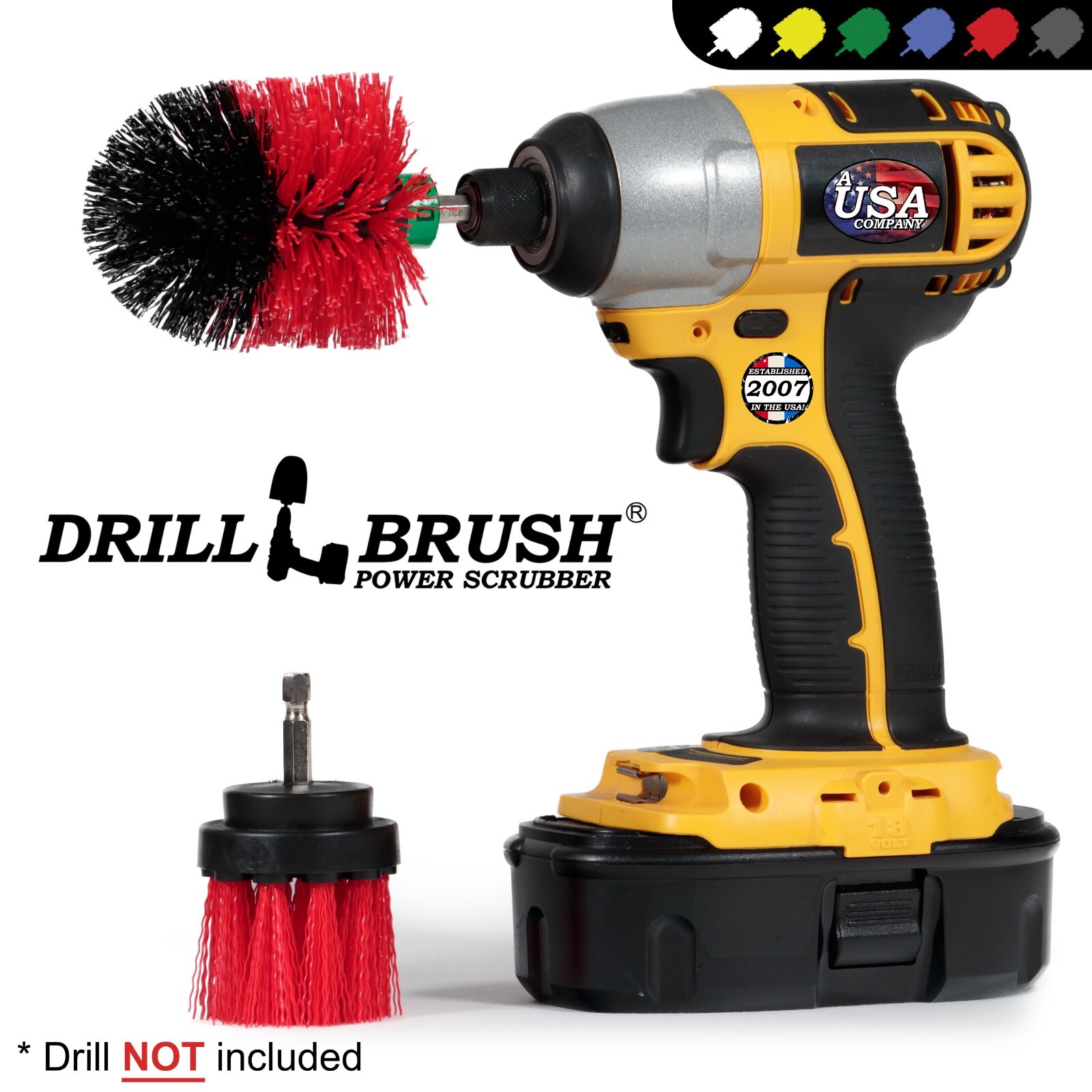 Drill Brush Cordless Drill Power Outdoor Scrub Brush Kit – Deck, Patio, Concrete