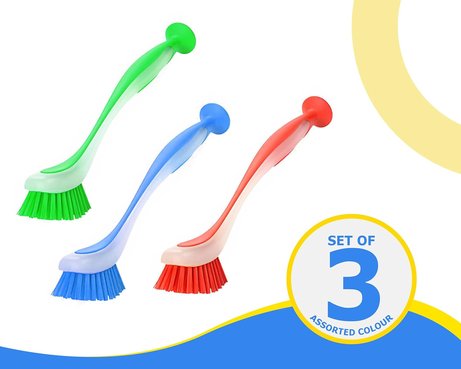 Plastic Long Handled Scrubbing Suction Cup, Durable Bristles,Dish Washing Brush.