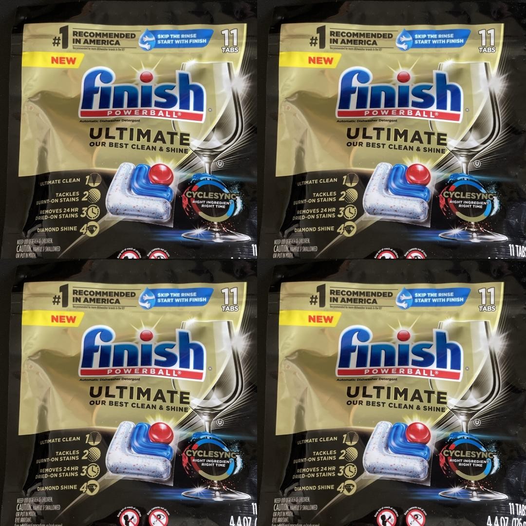 4 PACK of Finish Powerball ULTIMATE 4-In-1 Dishwasher Detergent Tabs 11ct Ea New
