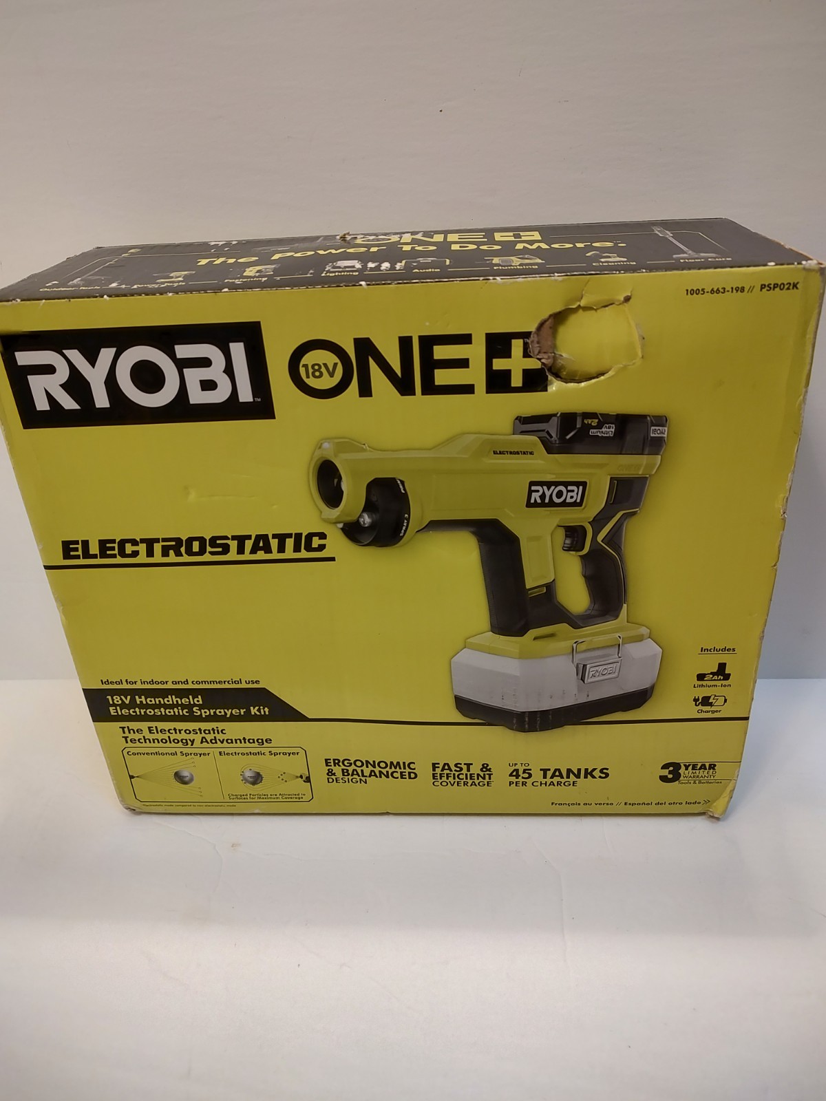 RYOBI ONE+ Handheld Electrostatic Sprayer Kit 18V Cordless PSP02K