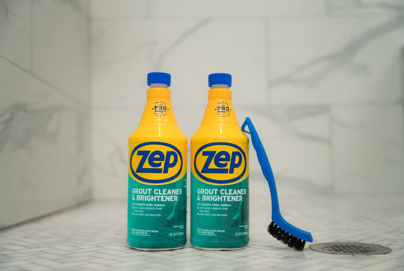 Zep Grout Cleaner and Brightener and Easy to Use Handheld Brush