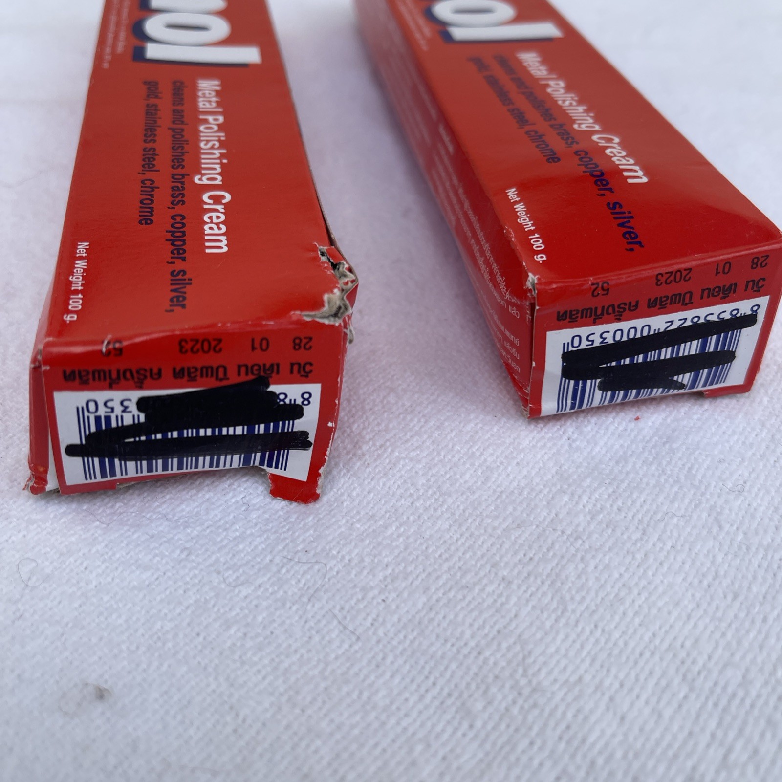 Lot of 2 Wenol Red Metal Polish 100g Tubes Brass Copper Chrome Stainless Steel