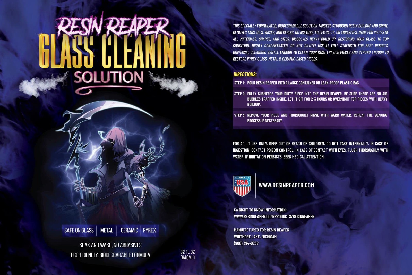 Resin Reaper Glass Cleaner 2-Pack 64 OZ | Pipe Cleaner | Safe on Glass, Metal…