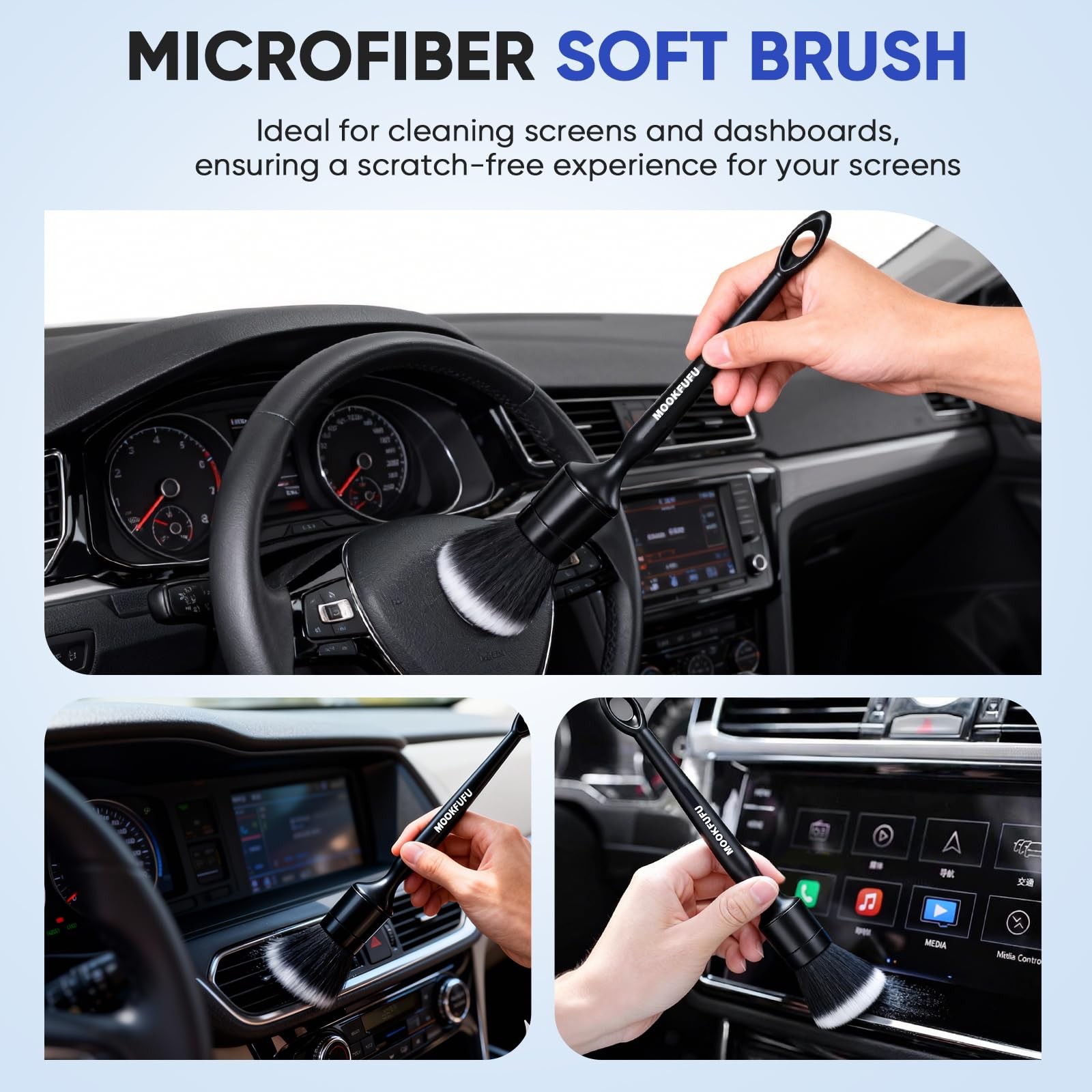 Car Detailing Brush, 6PCS Ultra Soft Boars Hair Car Interior Exterior Detaili…