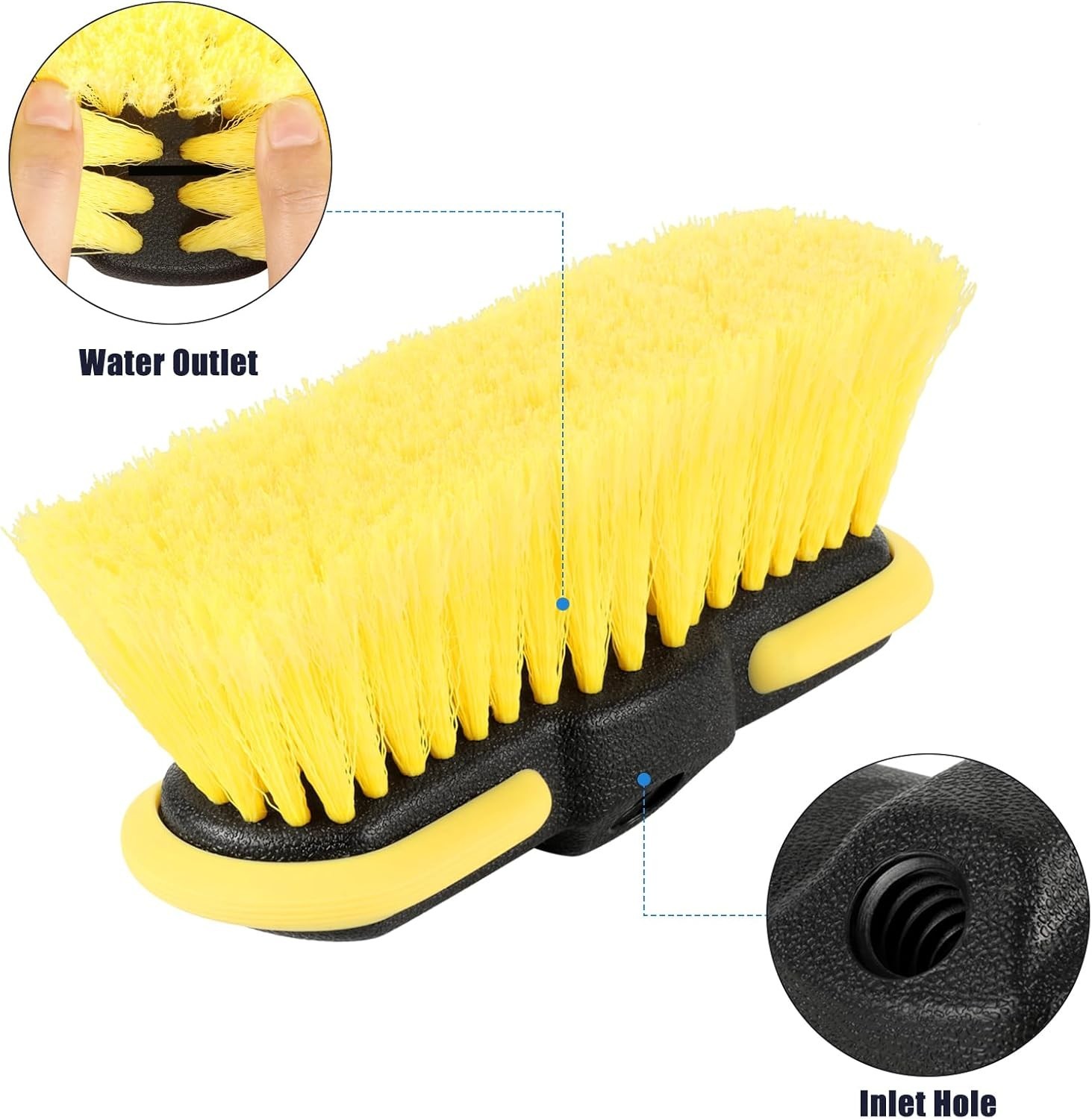 Car Wash Brush Head, Scrub Brush Attachment for Long Handle Extension Pole,Ou…