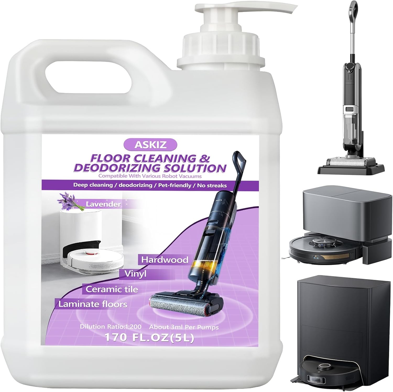 170 FL OZ Floor Cleaning Solution Floor Cleaner for Mopping with Tineco Deep