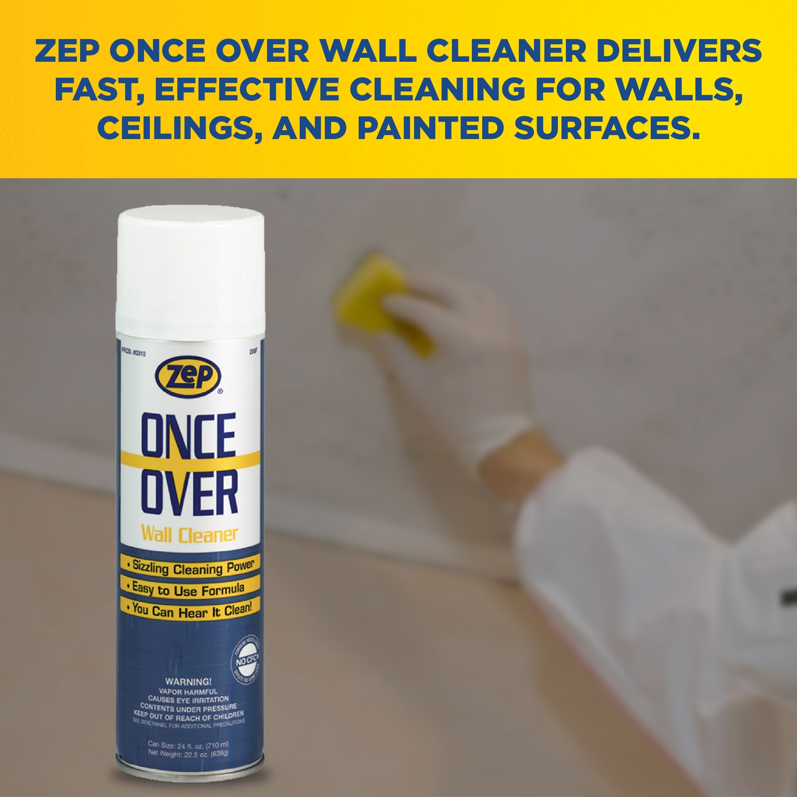Zep Once Over Wall Cleaner – 18 oz (Case of 12) – 31001 – Sizzling Foaming