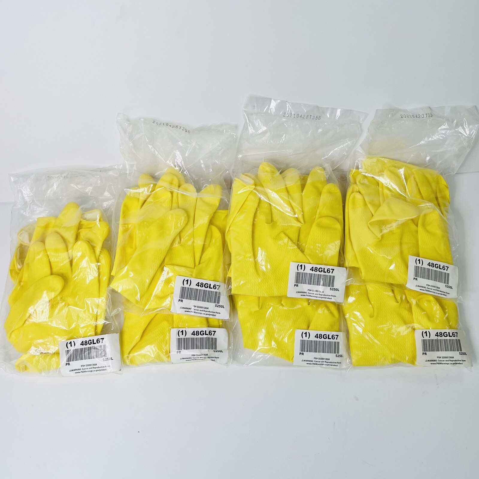 Rubber Cleaning Gloves Yellow Household Reusable Dishwashing 48GL67, 7 Pairs