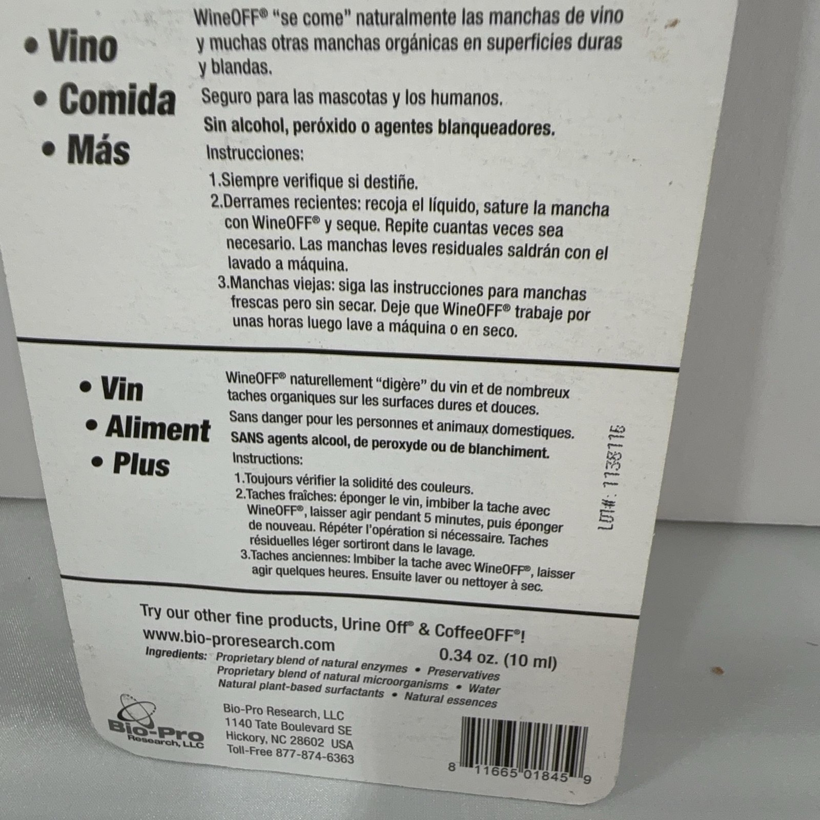Wine Off Spot Remover Pen 0.34 Oz USDA Biobased Plant Based Stain Remover USA
