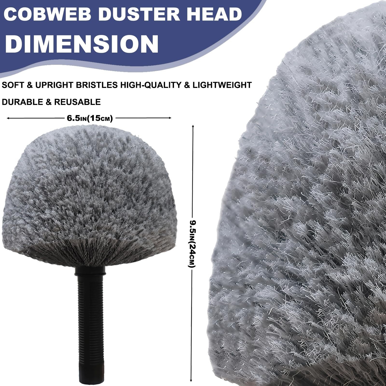 Grey Corner Cobweb Duster Head Brush Twist On Spider Web Indoor Outdoor Cleaner