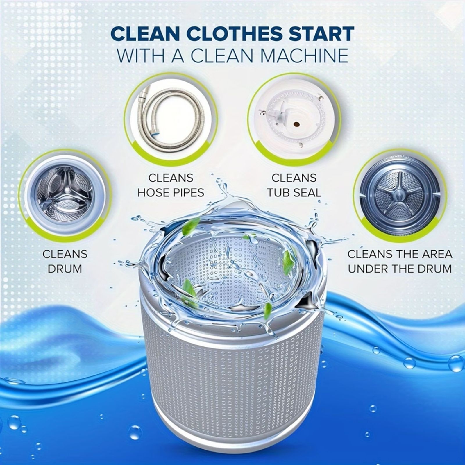 Washing Machine Cleaner Tablets Descaler for HE Front & Top Load Washer Deep