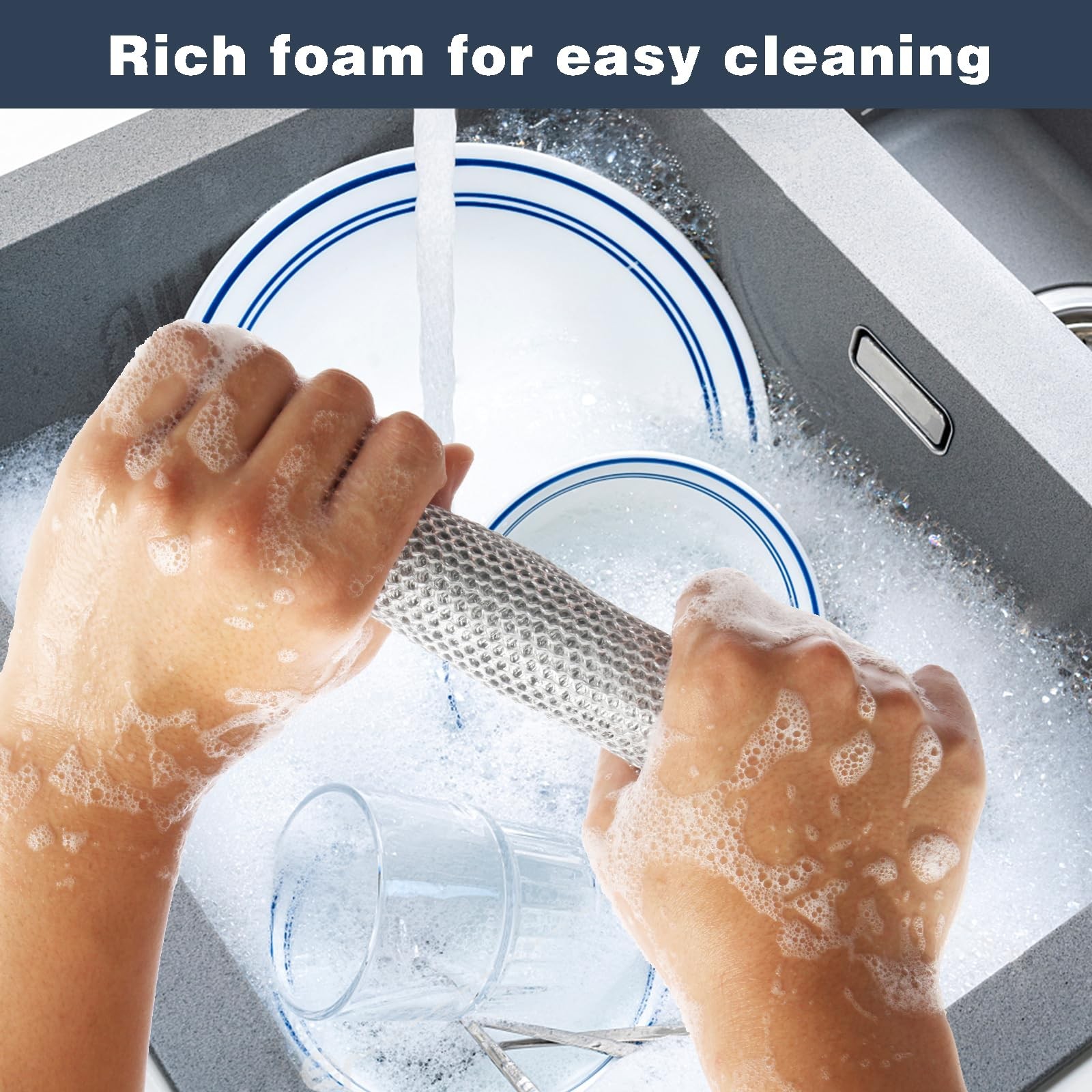 PIPUHA 10 Pack Non-Scratch Stainless Steel 7.87 inches x inches, Silver