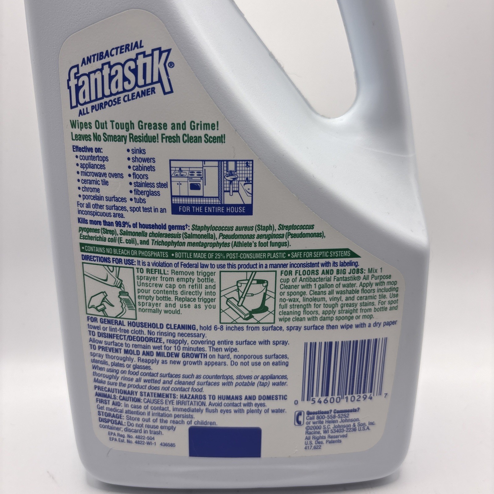 Vtg Fantastik 67.6 Oz Refill Bottle Movie TV Prop Collectible 70% Full