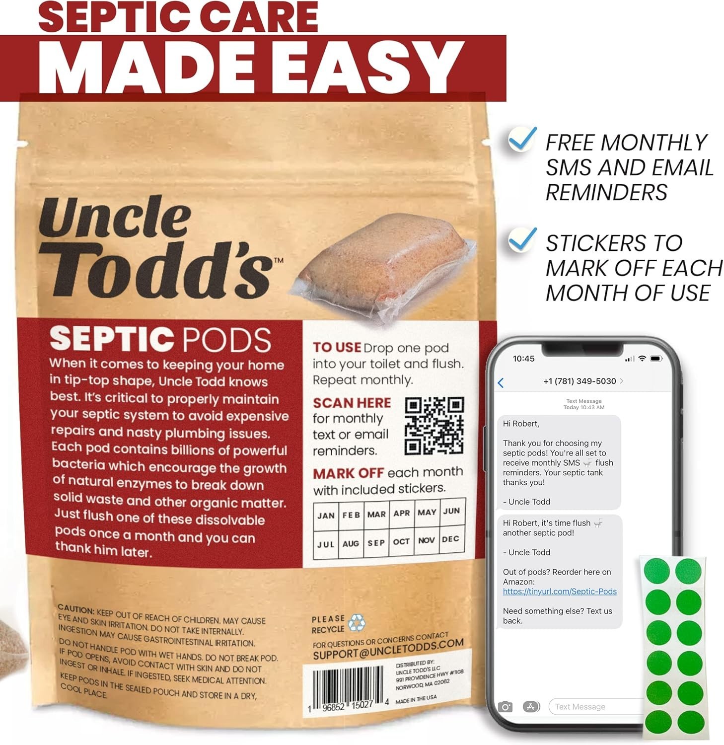 Septic Tank Treatment Pods 12- Supply Enzymes Bacteria Odor Prevention