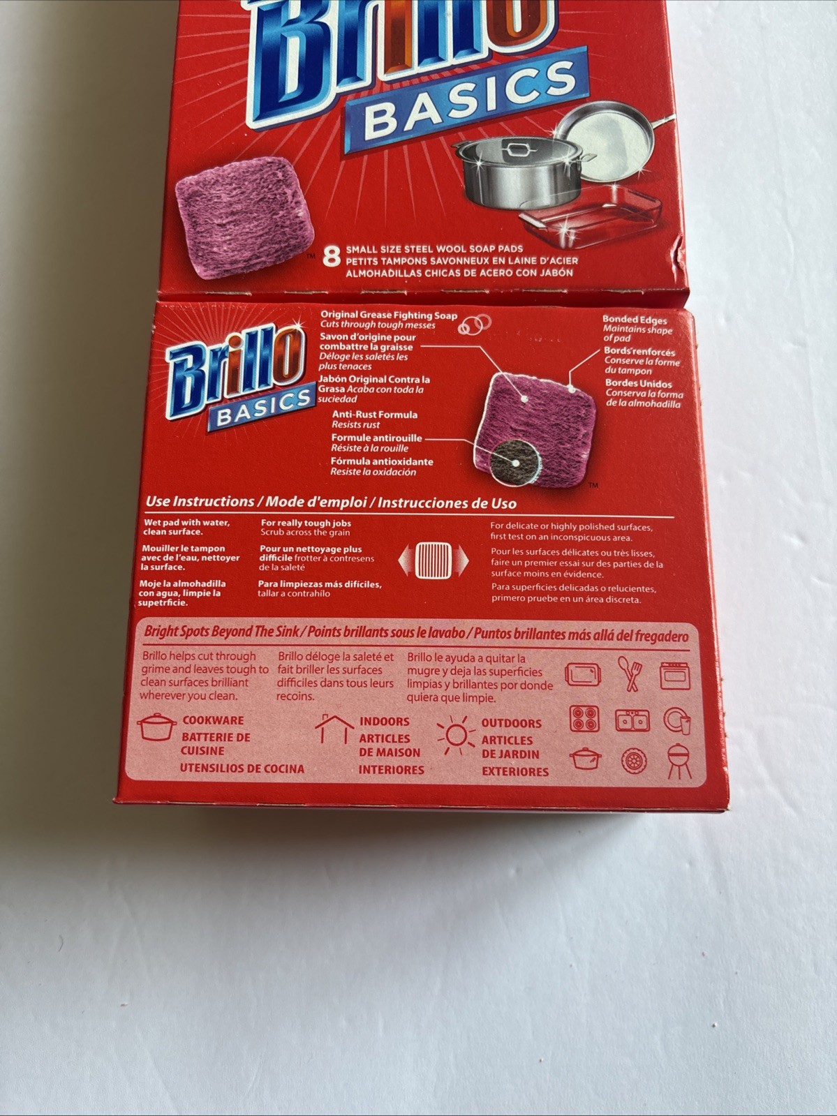 Three Boxes Brillo Basics Steel Wool Soap Pads, Small Size (Total 24 Count )