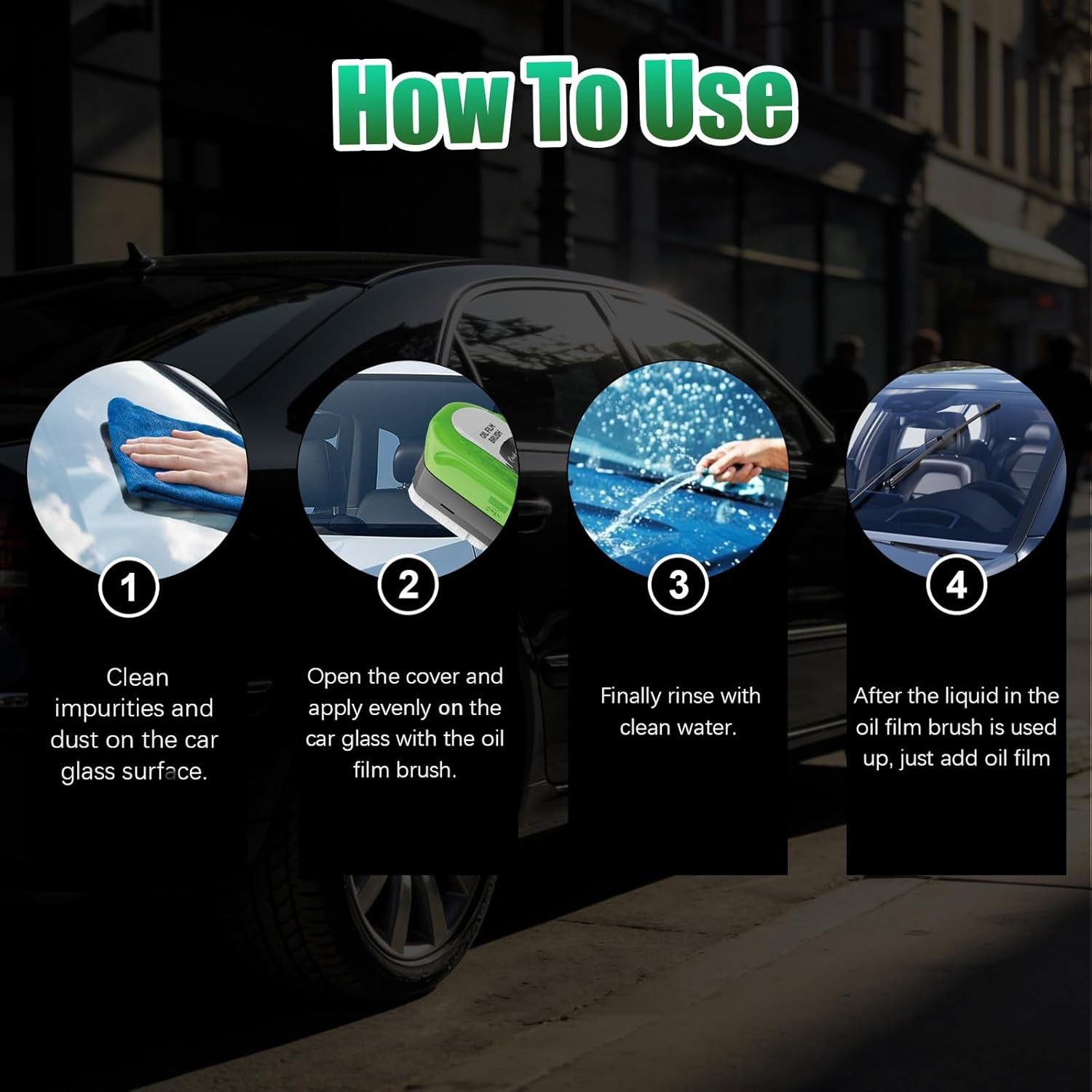 2Set Oil-Free Car Glass Brushes, 2026 Upgrade Clear Vision Glass Cleaner,120Ml A