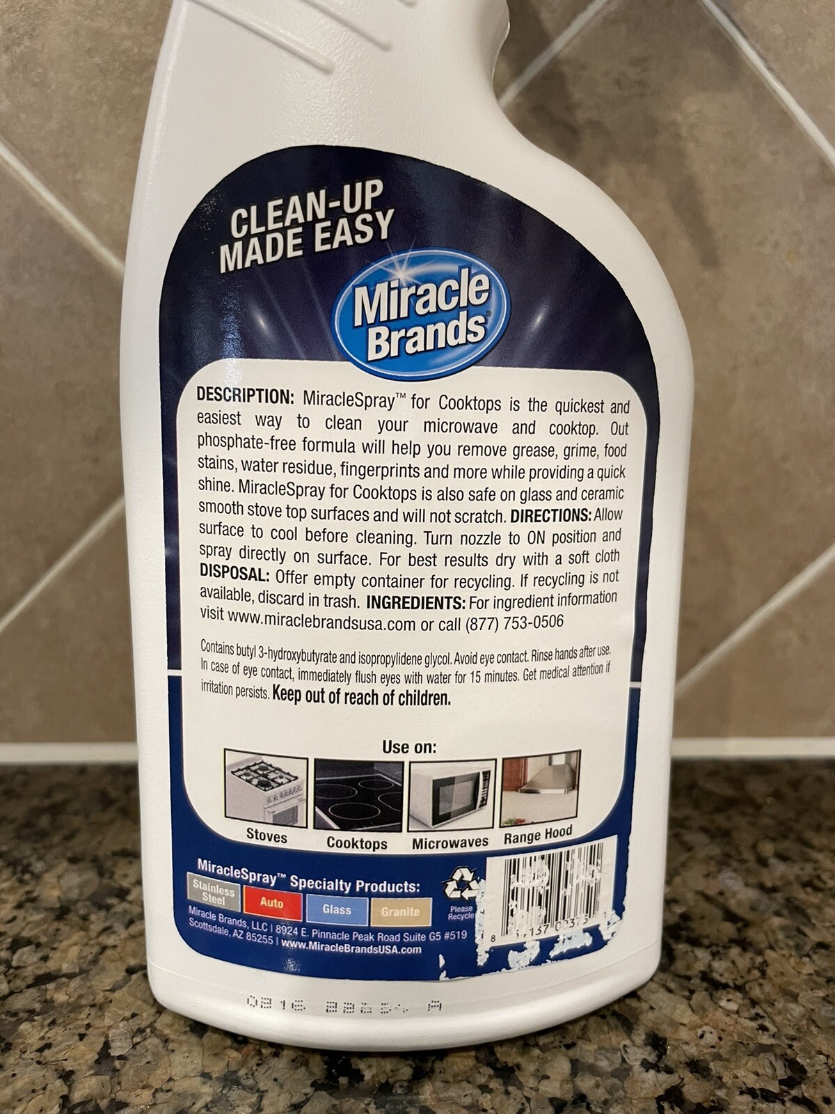 Miracle Spray for Cooktops Streak Free Natural Coriander Lime Scent 16 fl oz