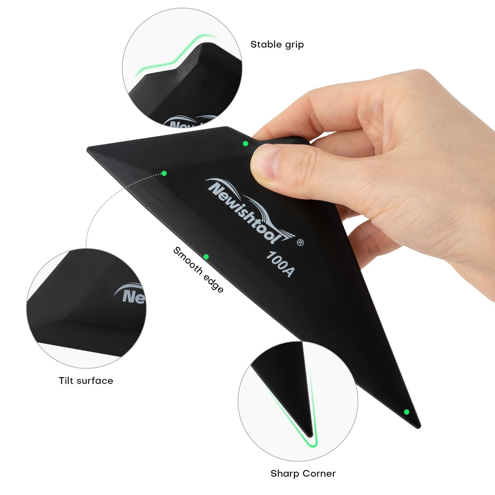 5-Pack Window Tint Tools Triangle Squeegee, 100A Hardness Black Corner Tool W…