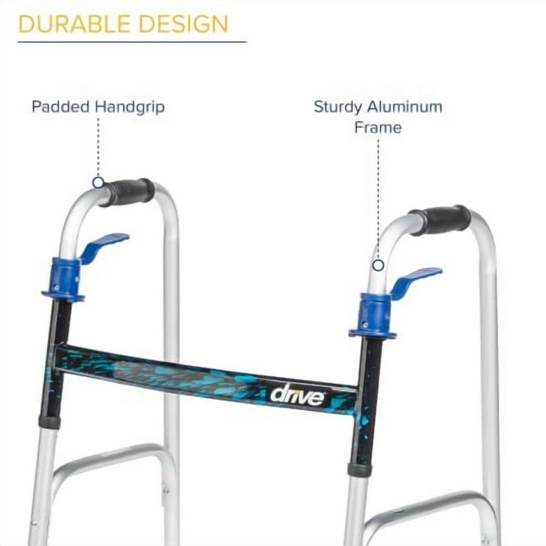Drive Medical Trigger Release Folding Walker – Lightweight Brushed Steel Desig