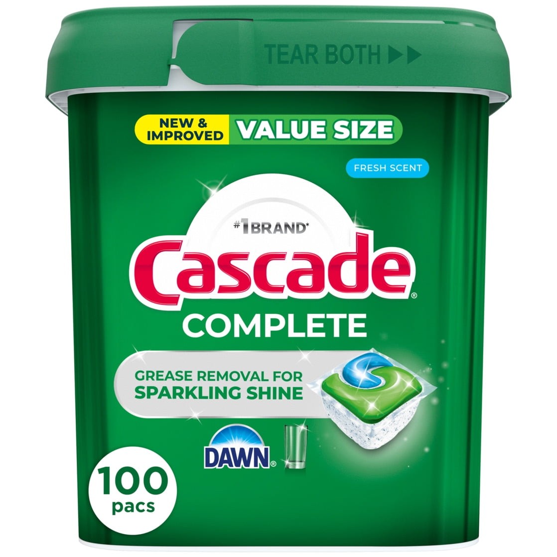 🧼 Cascade Complete Dishwasher Detergent – Fresh Scent, 100 Count🧽