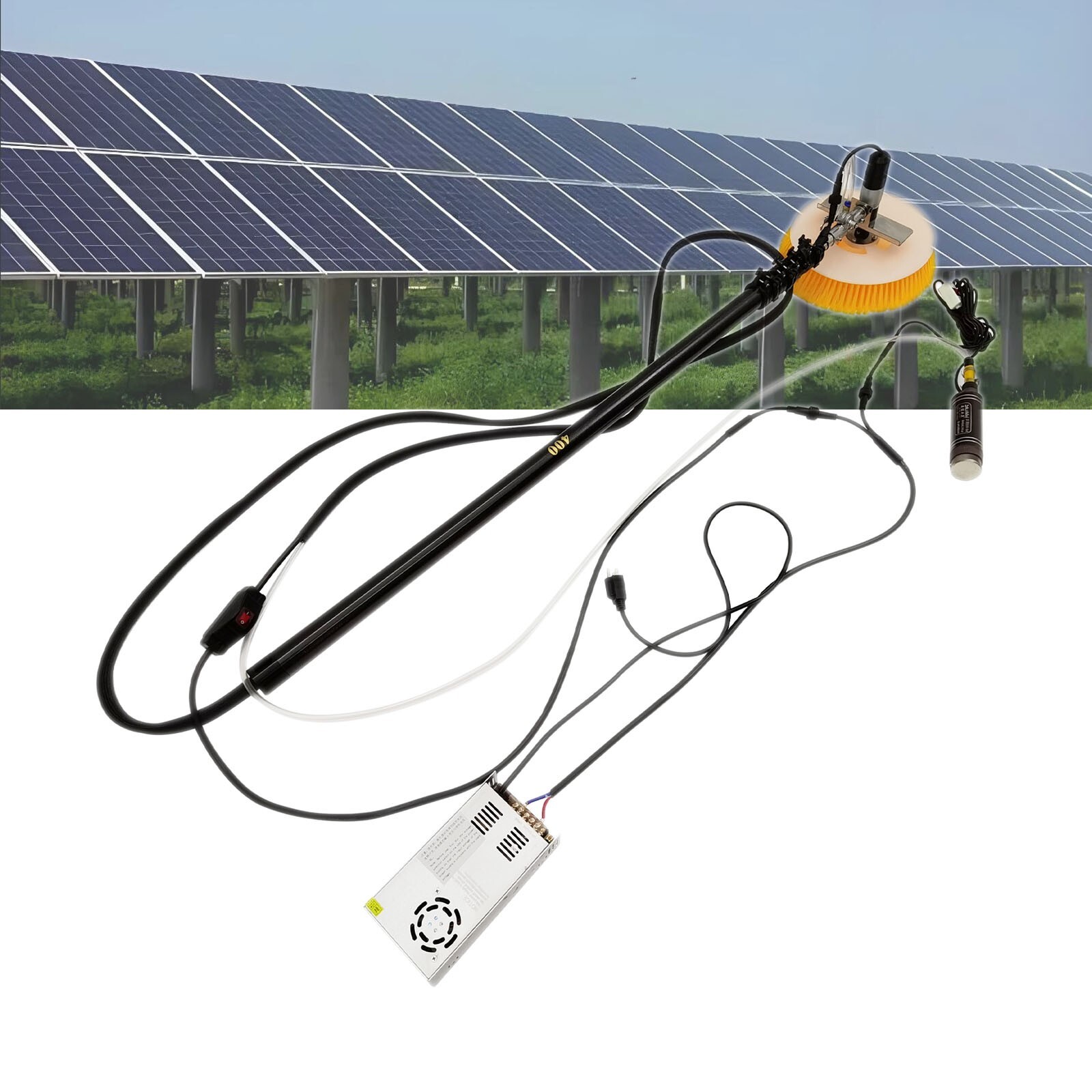 110V 13.4″ Electric Solar Panel Cleaning Machine 236″ Extension-type 350 rpm