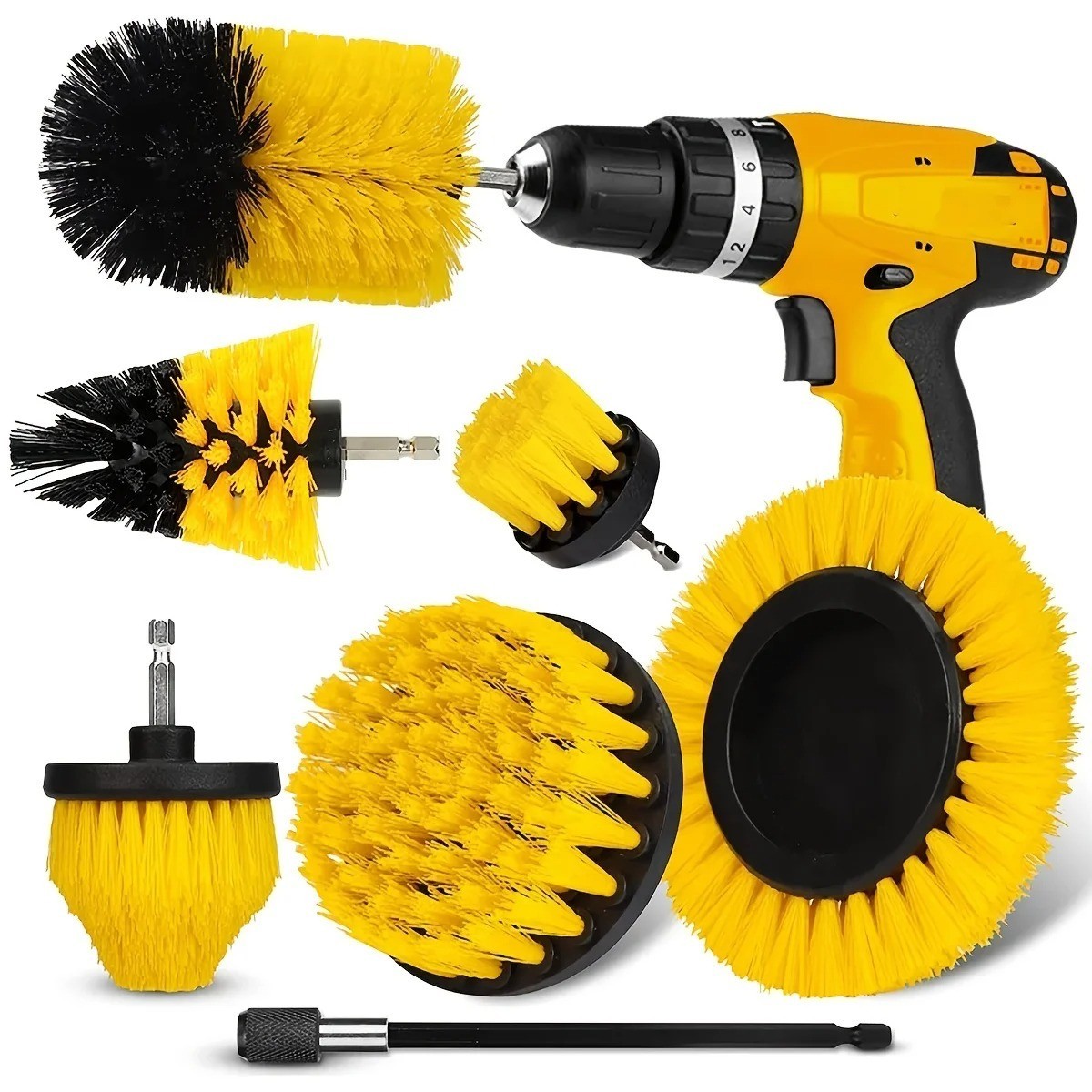 7PCS Drill Brush Set Cleaning Kit Tile Grout Scrubber Shower Floor Multi Tool