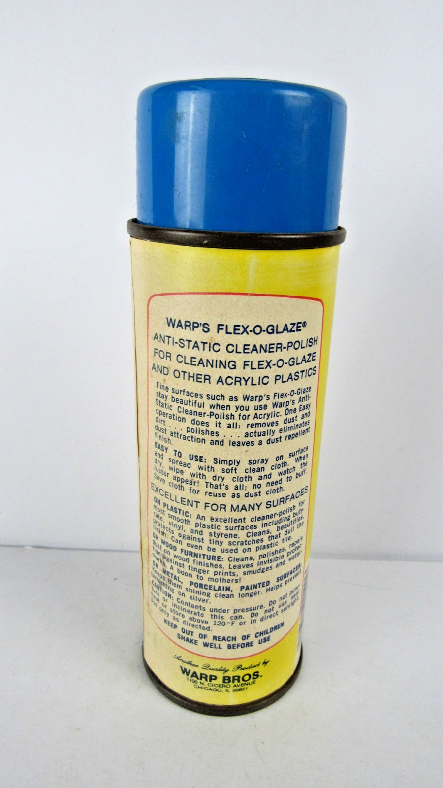 Warps Flex O Glaze Acrylic Cleaner And Polish Plastics 7 Oz Spray NOS 1980’s