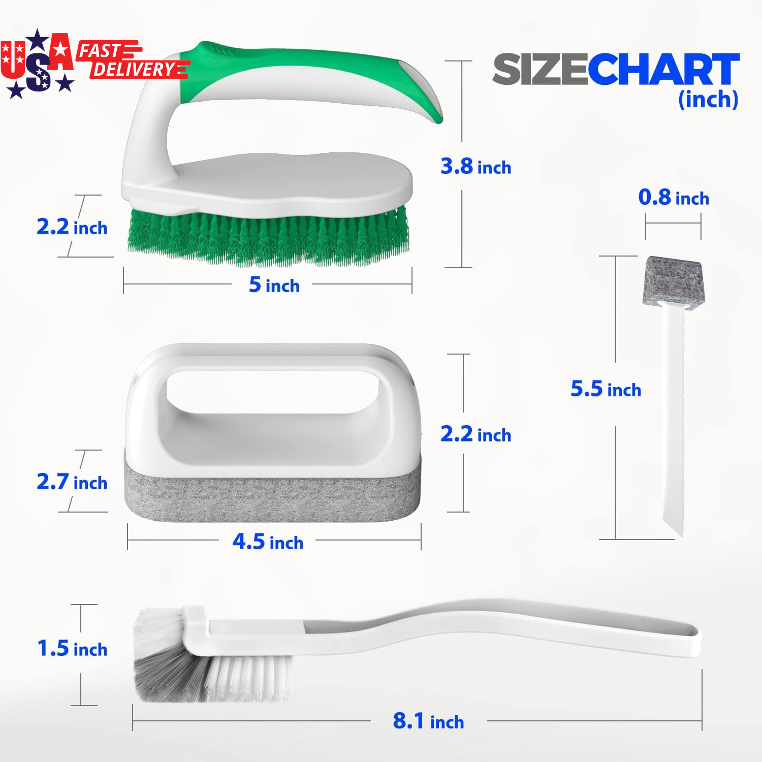 Deep Cleaning Brush Set, Scrub Pads with Scraper Tip for Pool Walls, Bathroom, G