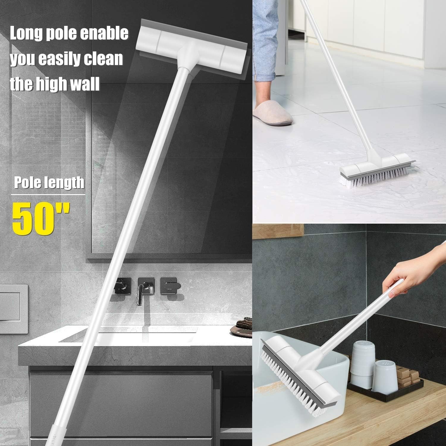 Stainless Steel Long Handle Scrub Brush – Heavy-Duty Cleaning for All Surfaces