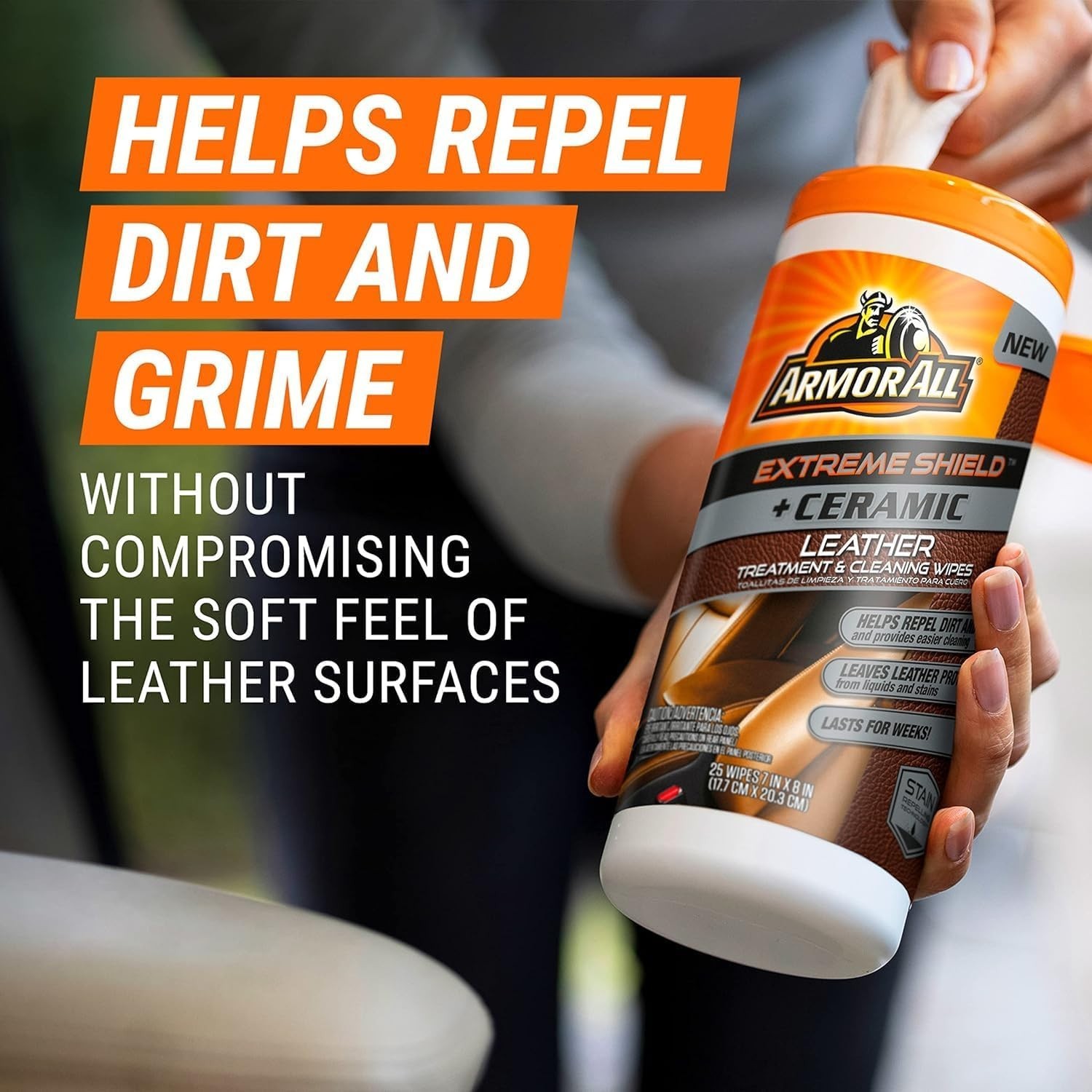 Ceramic Leather Care Wipes for Car Upholstery – 50 Sheets, Stain Blocker