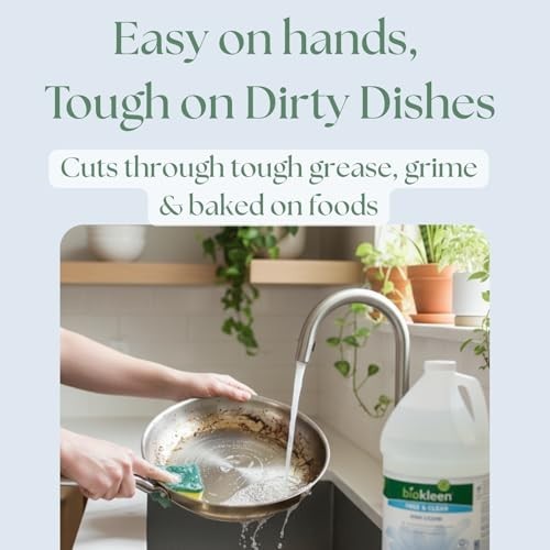 Dish Soap Liquid 128 Ounce Unscented Non Toxic Eco Friendly Plant Based Grease
