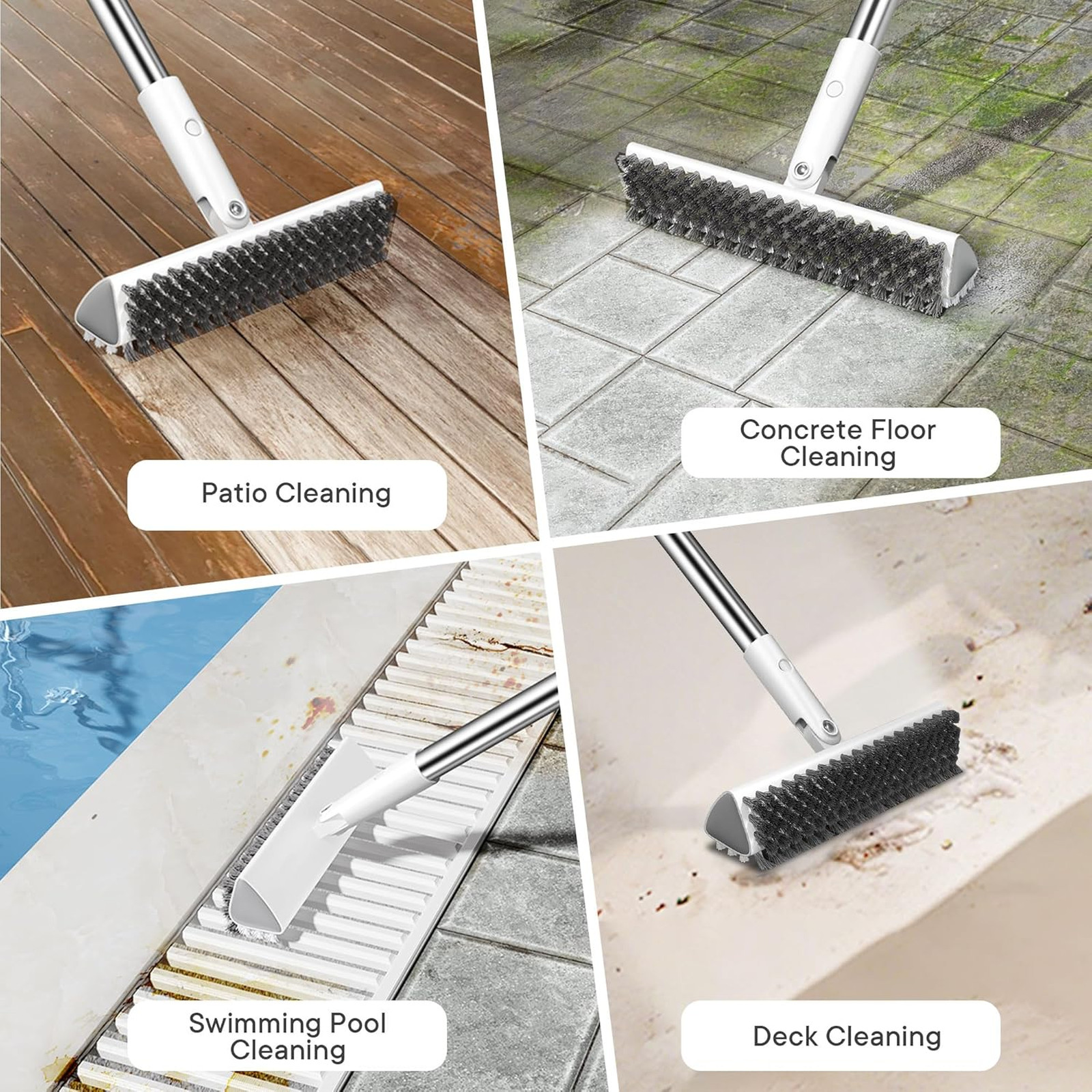 Grout Brush with Long Handle 180° Swivel Floor Scrub Brush V-Shaped Grout Line