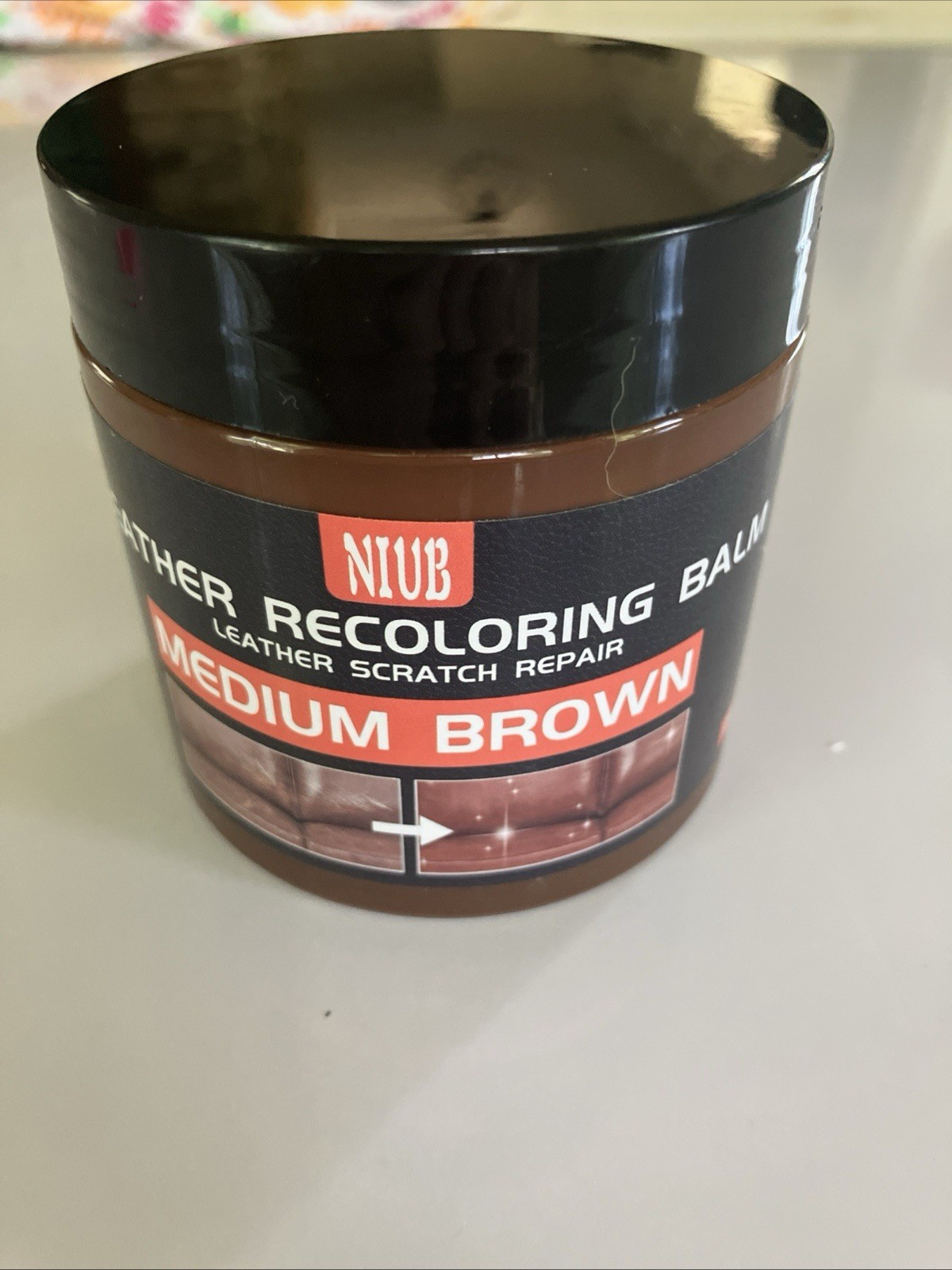 NIUB Leather Recoloring Balm Color Restorer Scratch Repair Balm, MEDIUM BROWN