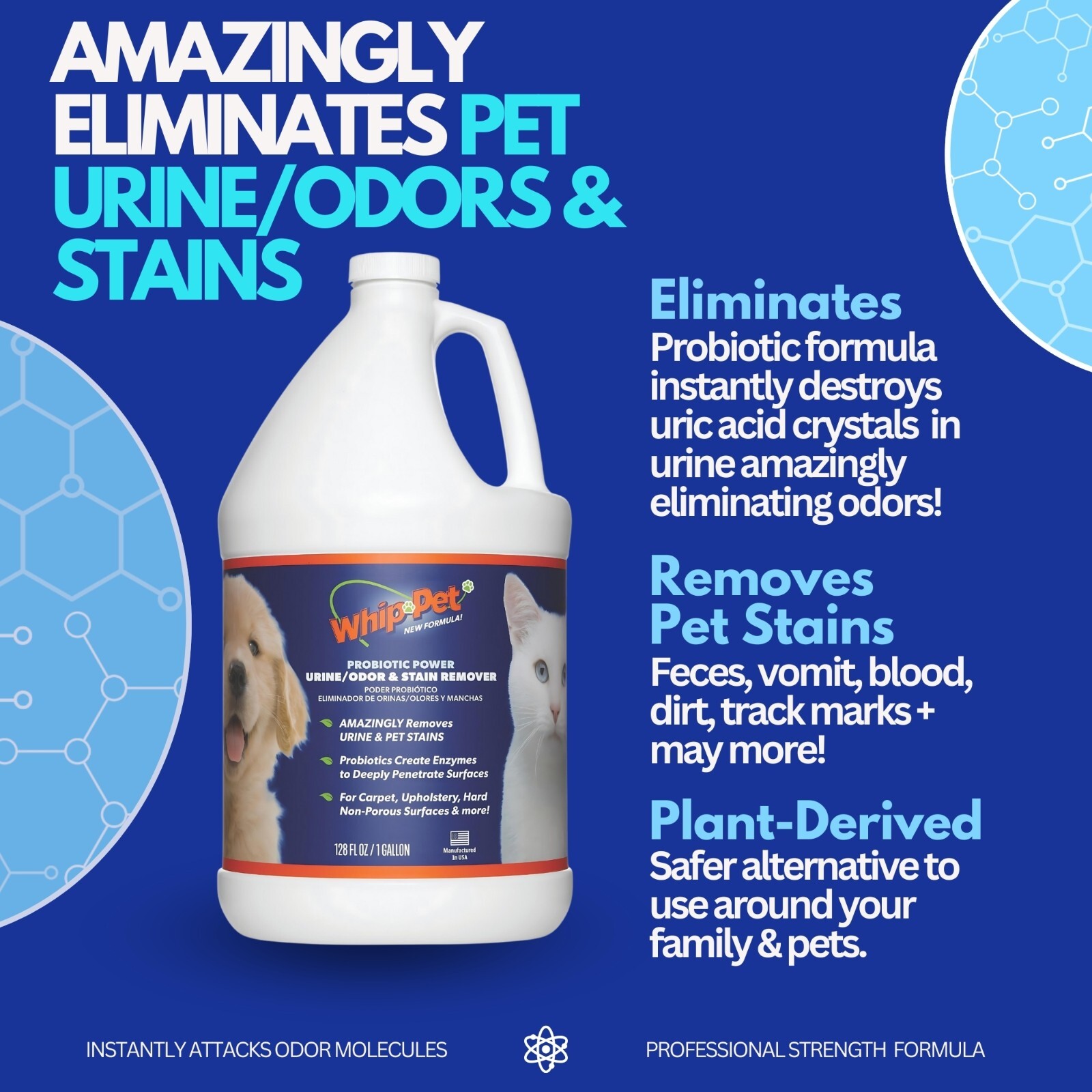 Whip-Pet® Pet Stain & Odor Remover Gallon Size NEW IMPROVED FORMULA