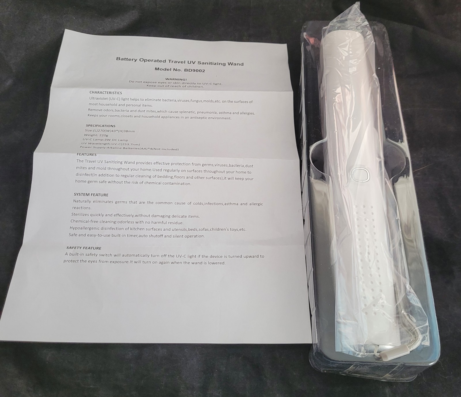 Safe & Easy Travel Sanitizing Wand Portable – New in Open Box