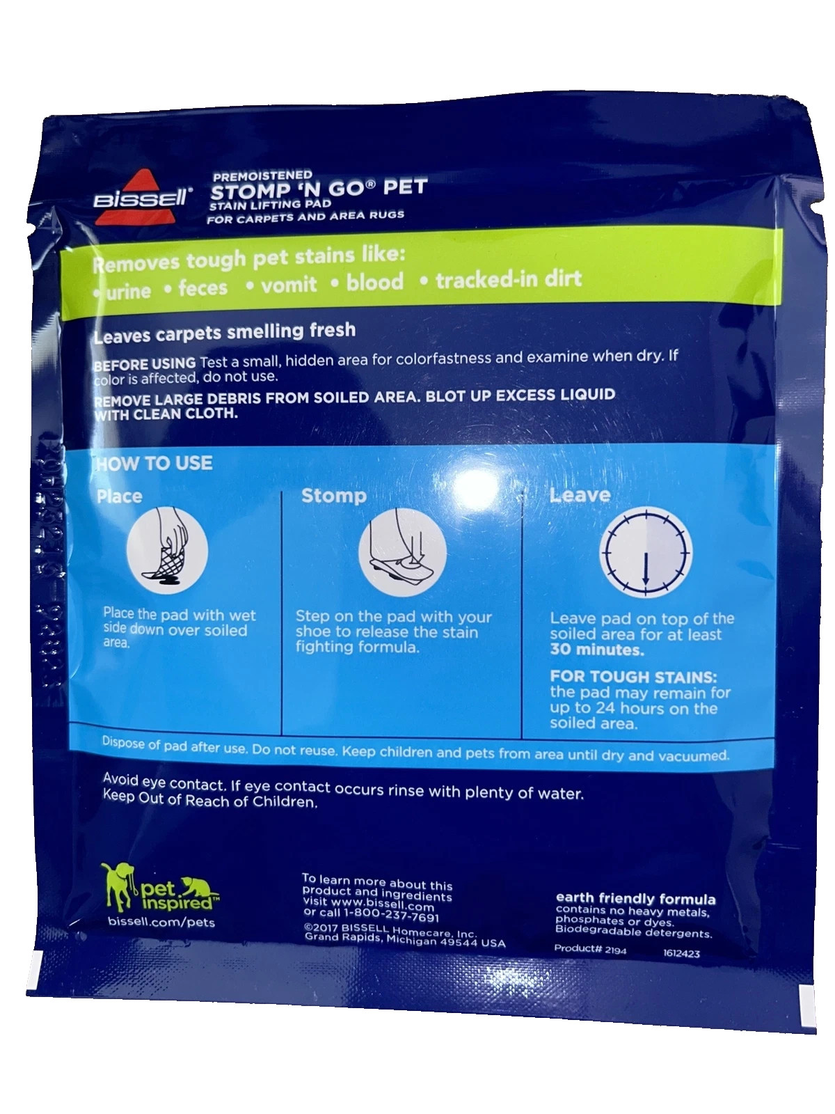 Bissell 5 Pack Stomp n Go Pet Stain Lifting Pad OXY NEW SEALED Discontinued
