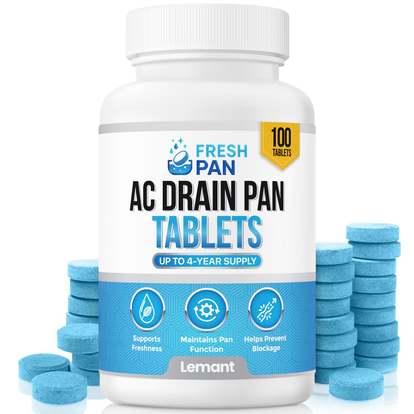 100 Count FreshPan AC Drain Pan Tablets Slow Release Condensate Maintenance