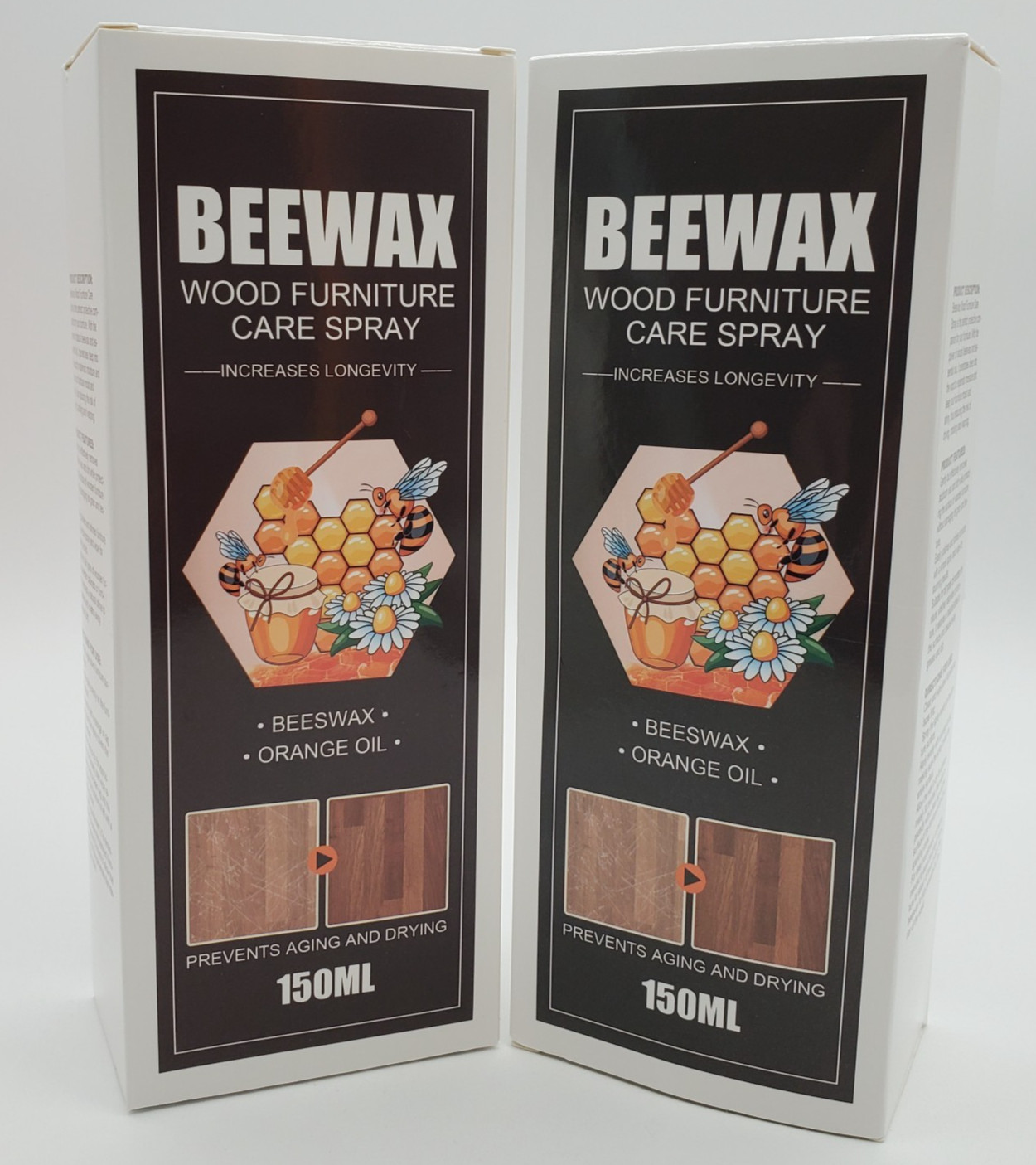 2 Beeswax Wood Furniture Care Spray 150ml Neutral Orange Oil Cleaner Polish