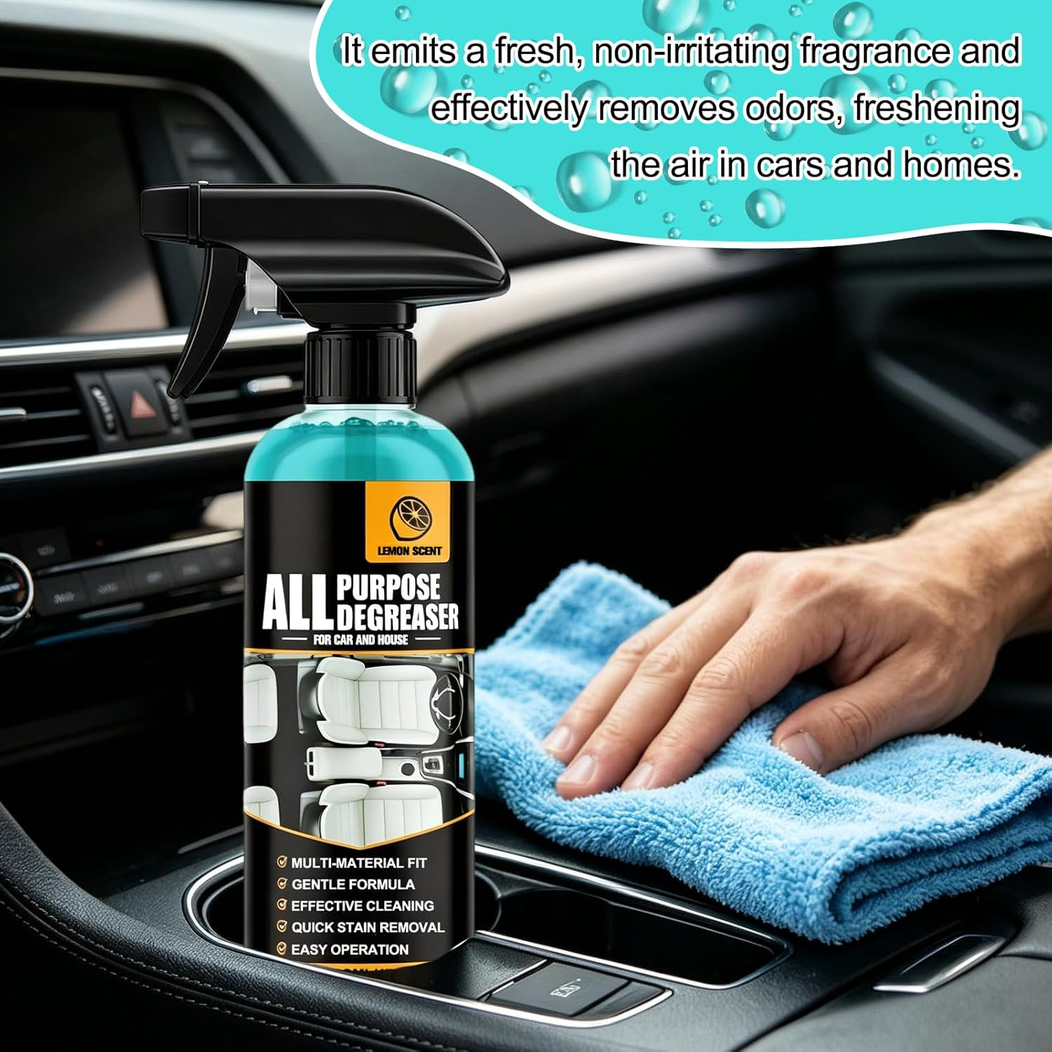 2Pcs All Purpose Degreaser for Car and House, Lemon Scent Mulit Heavy-Duty Clean