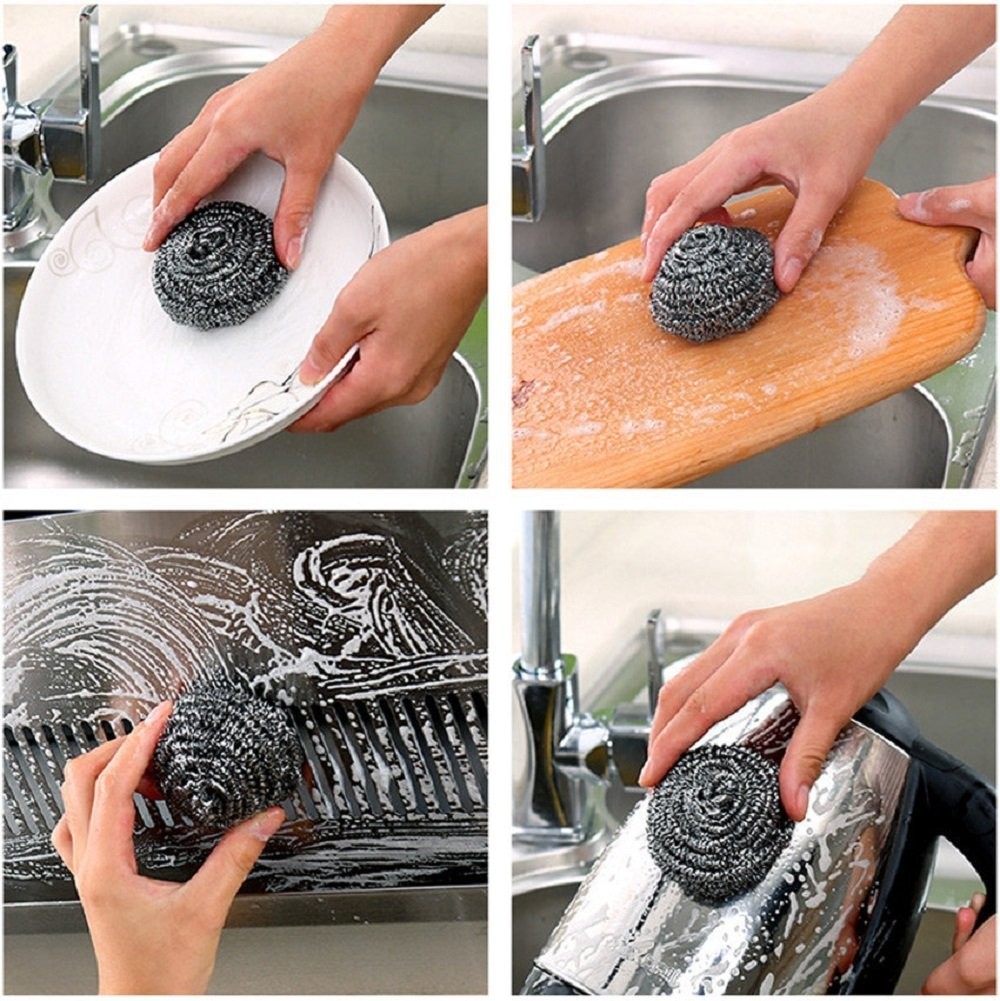 Multipurpose 6 Pack Stainless Steel Wool Scrubbers – Tough & Gentle on Hands
