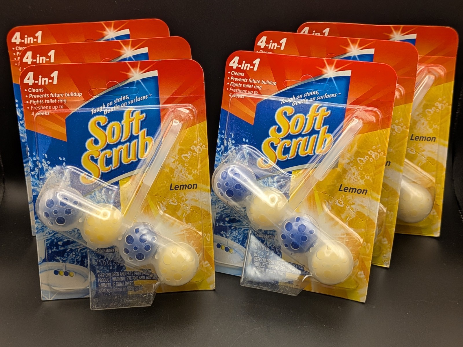 (6) 1 Pack Soft Scrub 4-in-1 Toilet Cleaner Rim Hangers in LEMON Scent NIP